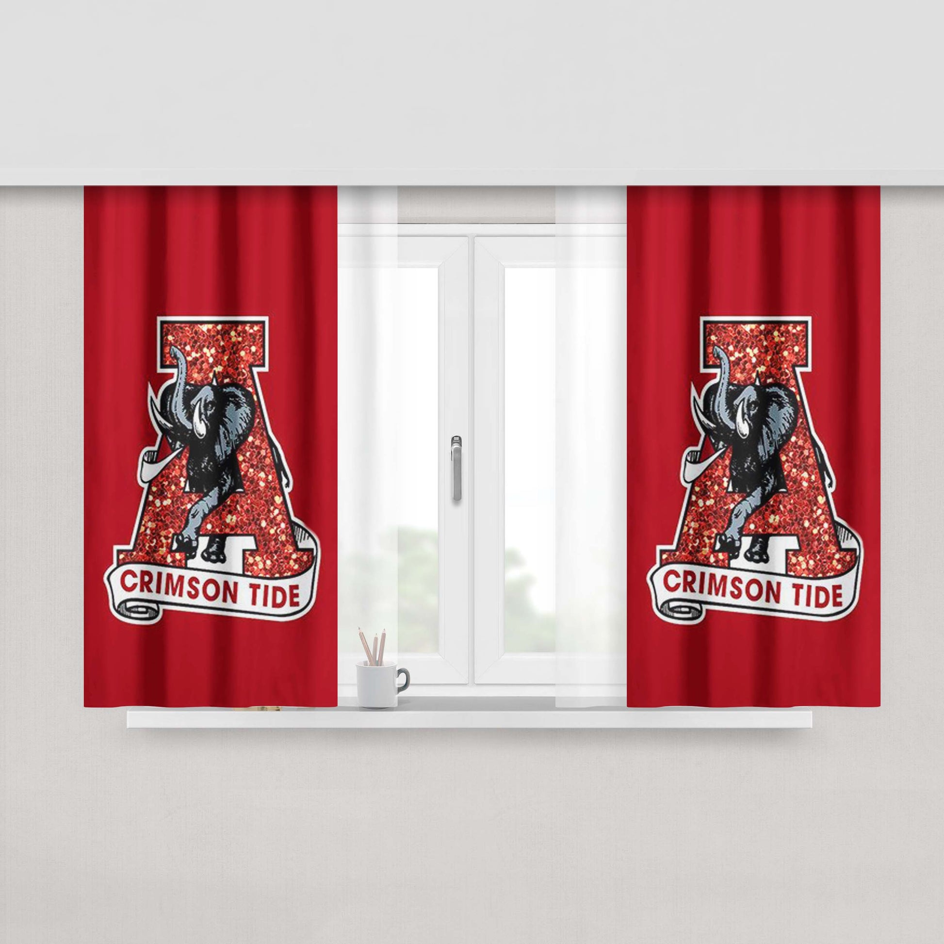 Alabama Crimson Tide Est 1831 Peach Skin Window Curtains