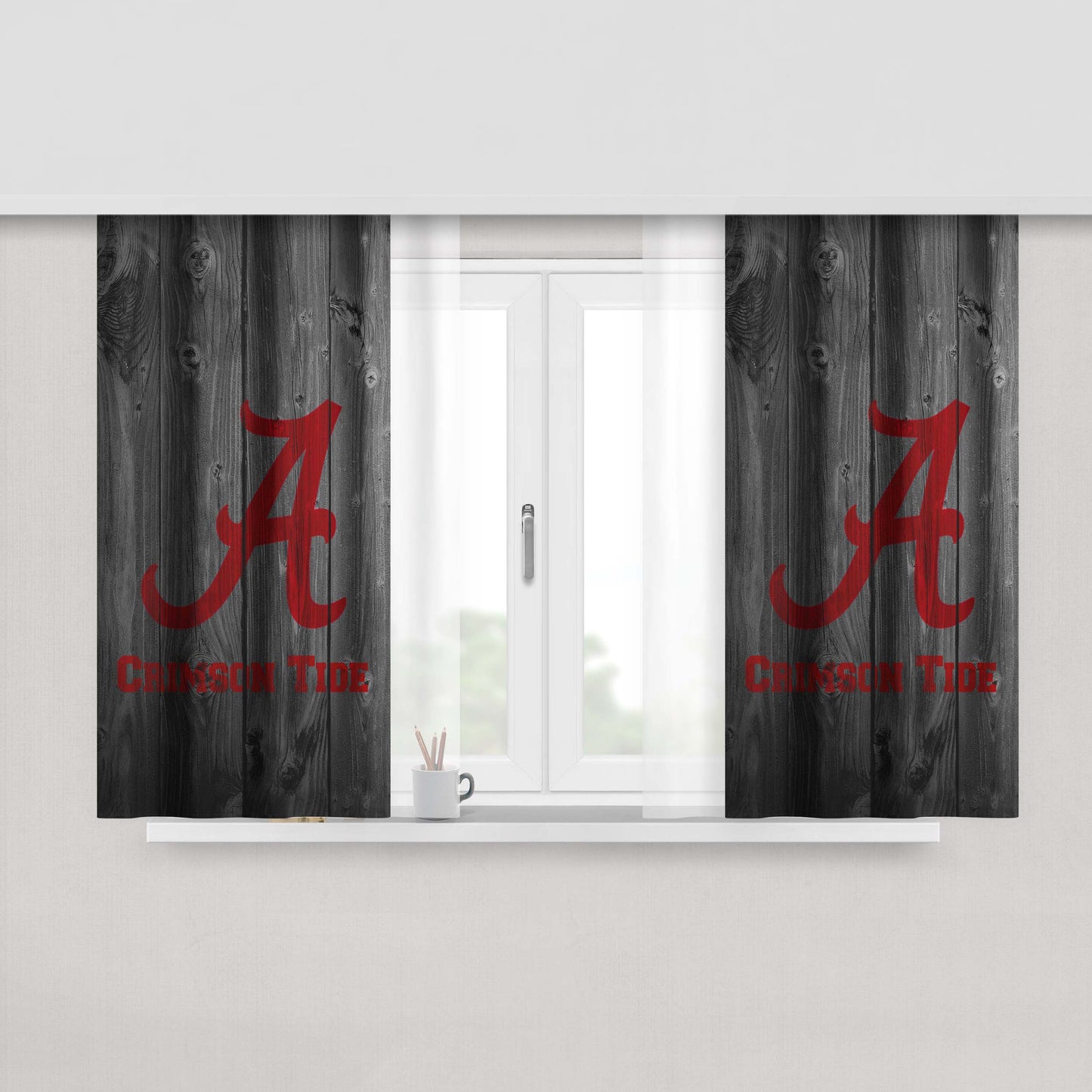 Alabama Crimson Tide Logo Peach Skin Window Curtains