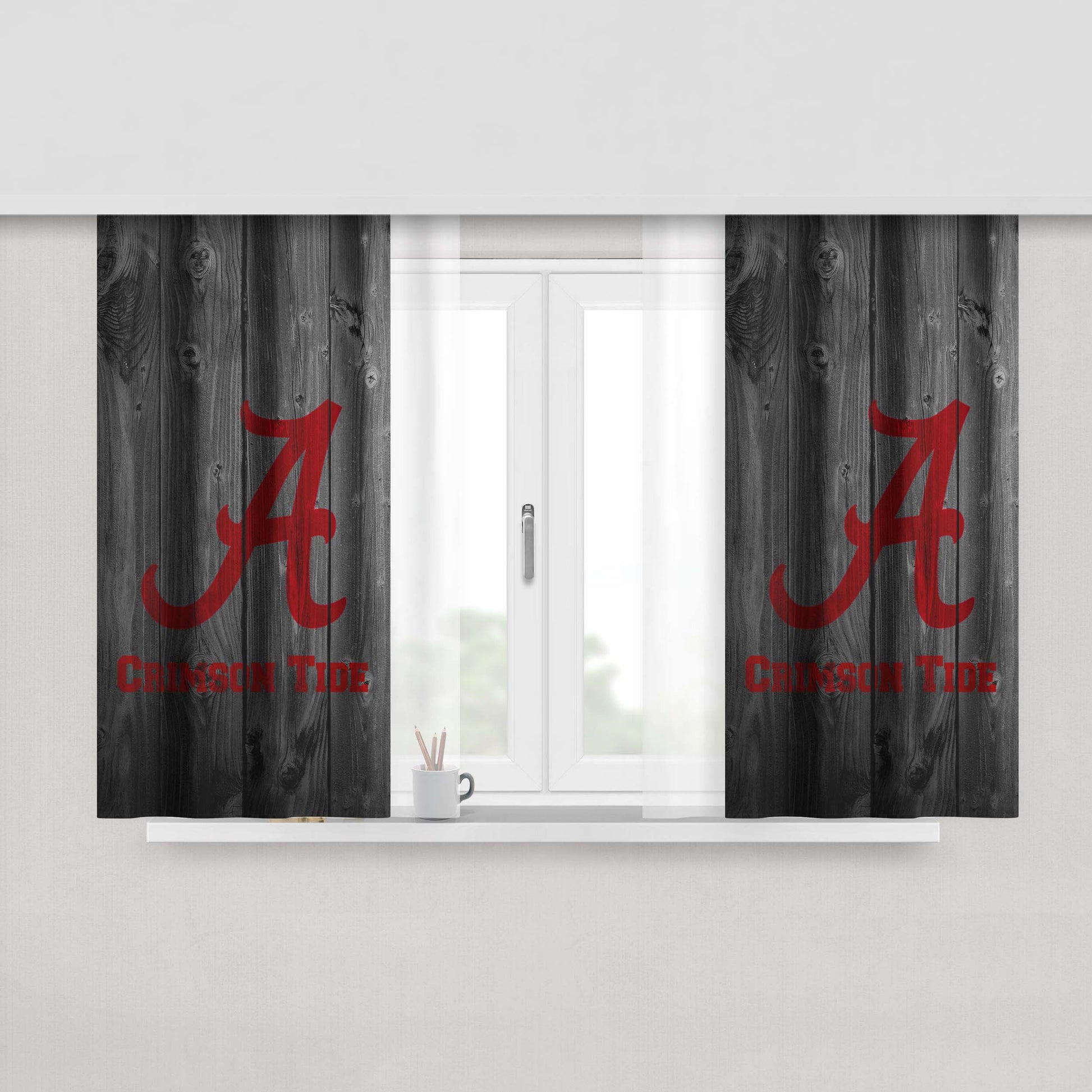 Alabama Crimson Tide Logo Peach Skin Window Curtains