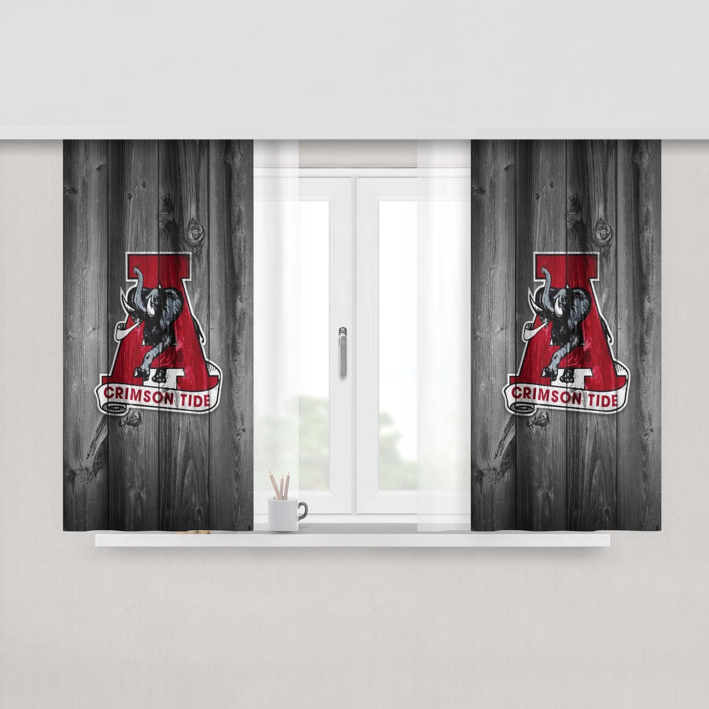 Alabama Crimson Tide Symbol Peach Skin Window Curtains