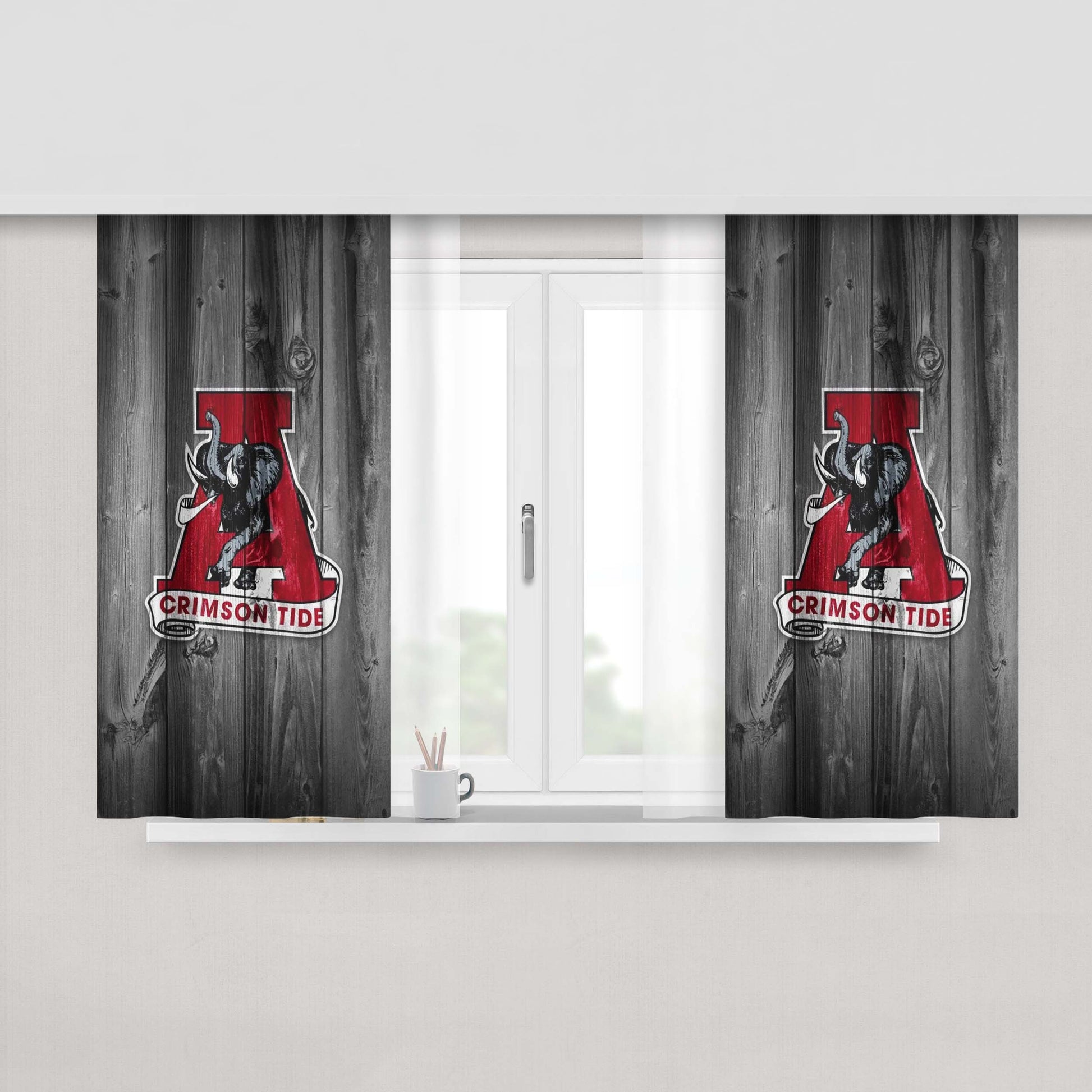 Alabama Crimson Tide Symbol Peach Skin Window Curtains