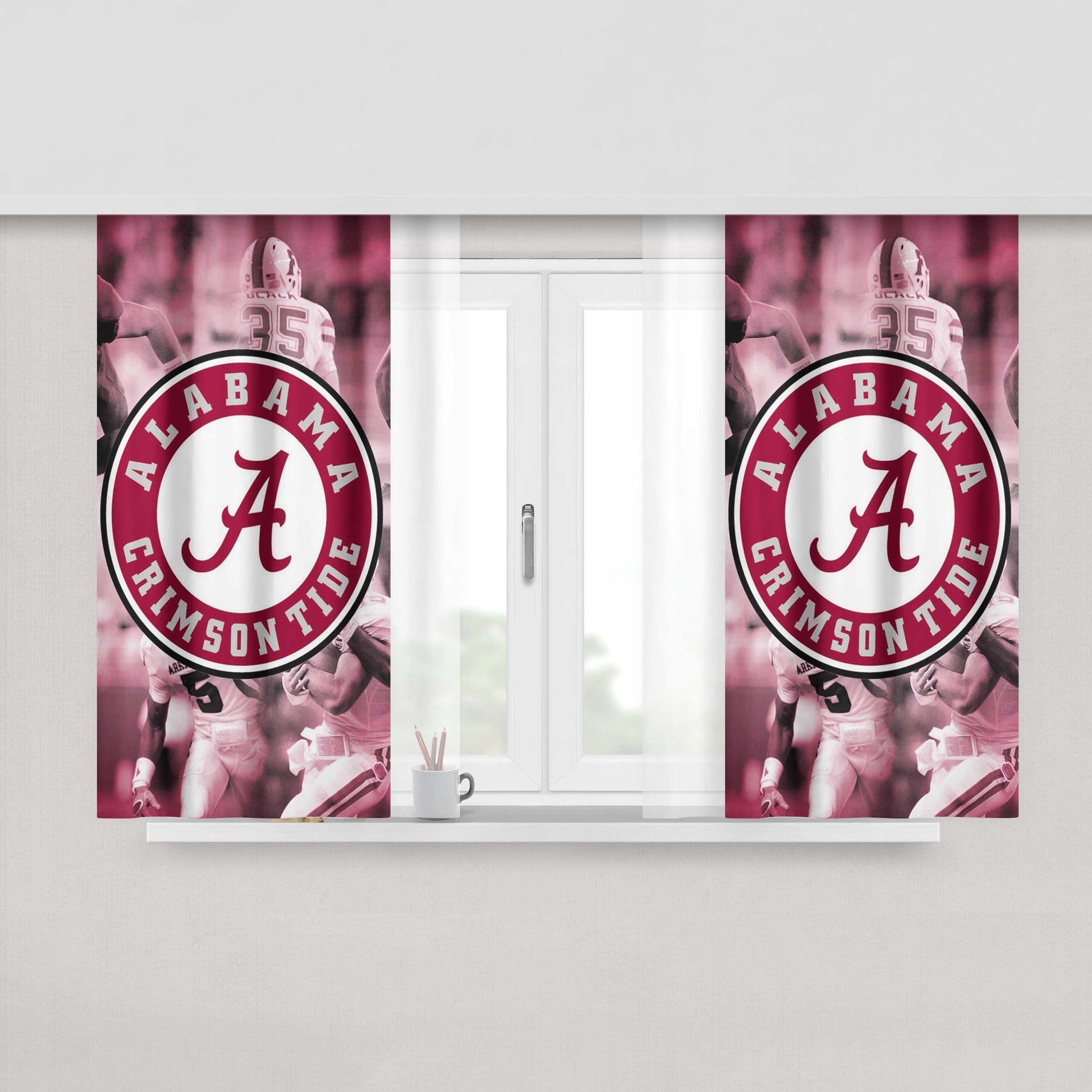Alabama Crimson Tide Wallpaper Peach Skin Window Curtains