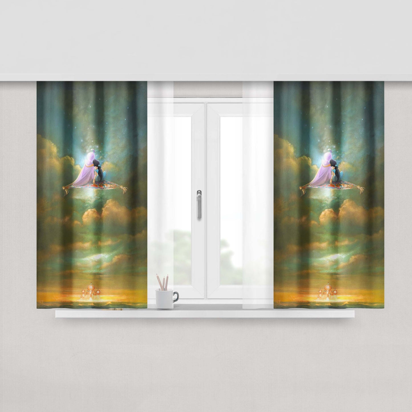 Aladdin And Jasmine Love Quotes Peach Skin Window Curtains
