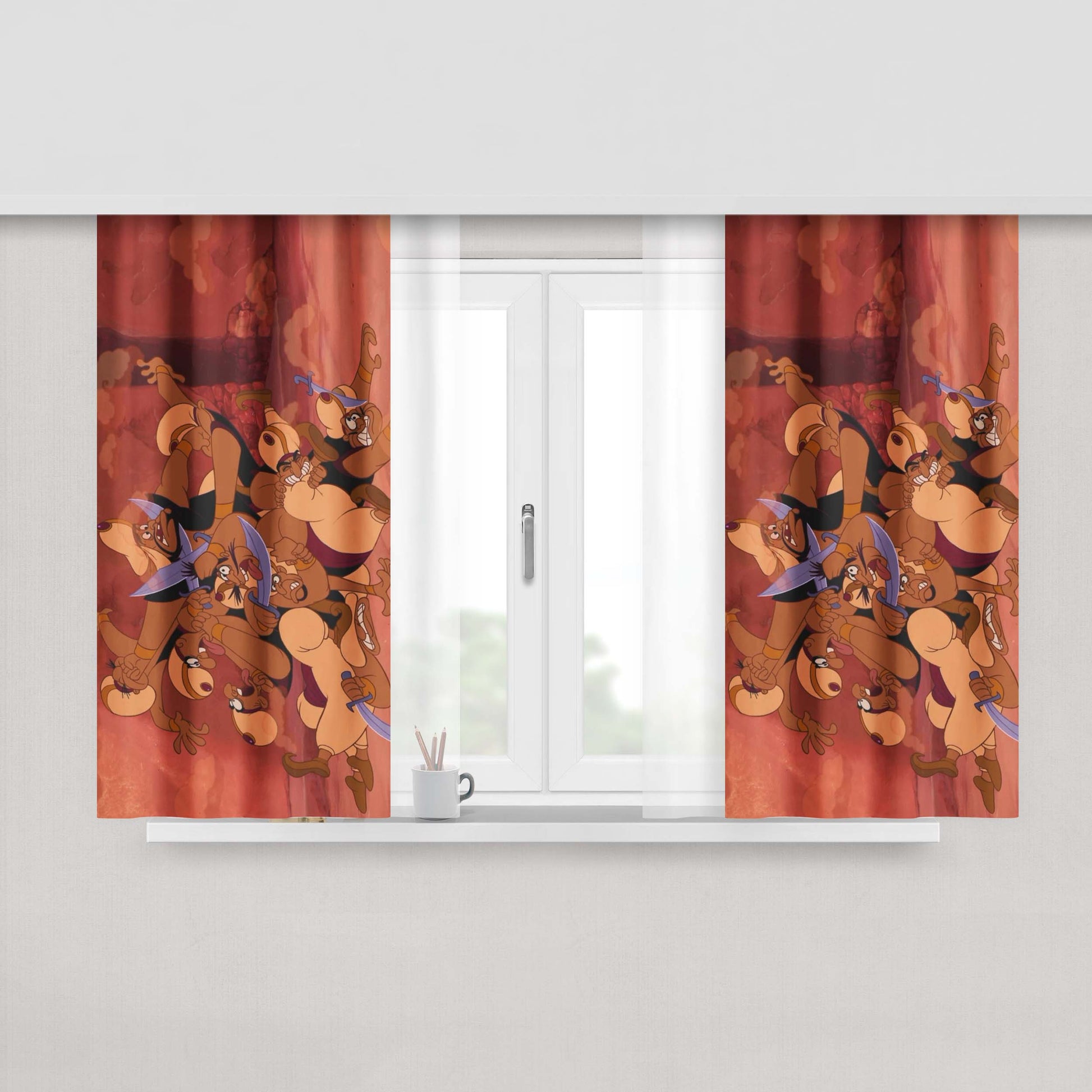 Aladdin And The Genie Peach Skin Window Curtains