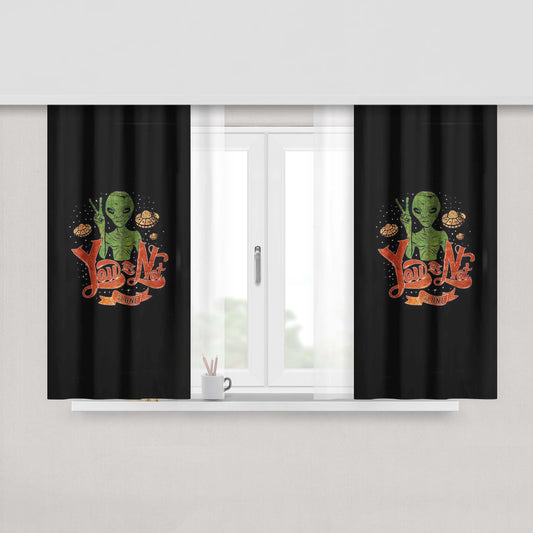 Alien Fusion On Vacation Peach Skin Window Curtains
