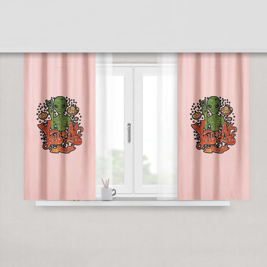 Alien Head Peace Not Alone Abduction Ufo Tumblr Peach Skin Window Curtains