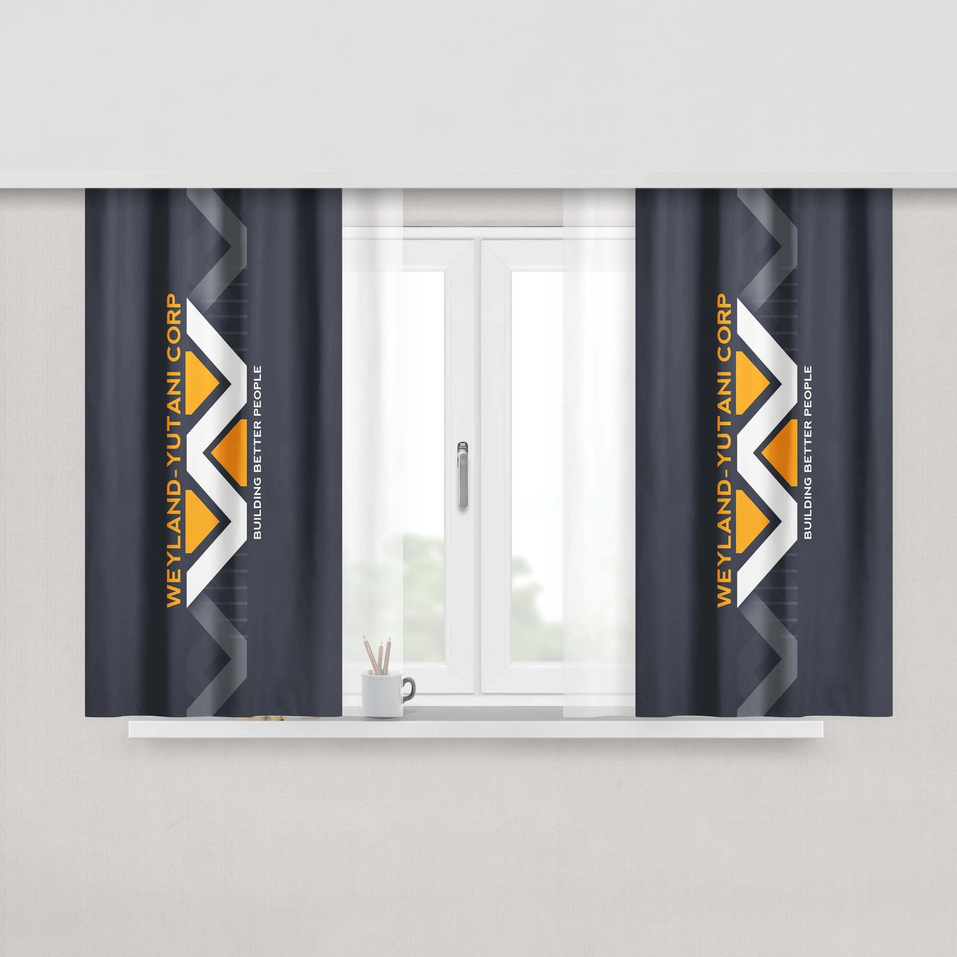 Alien Head Peace Not Alone Peach Skin Window Curtains