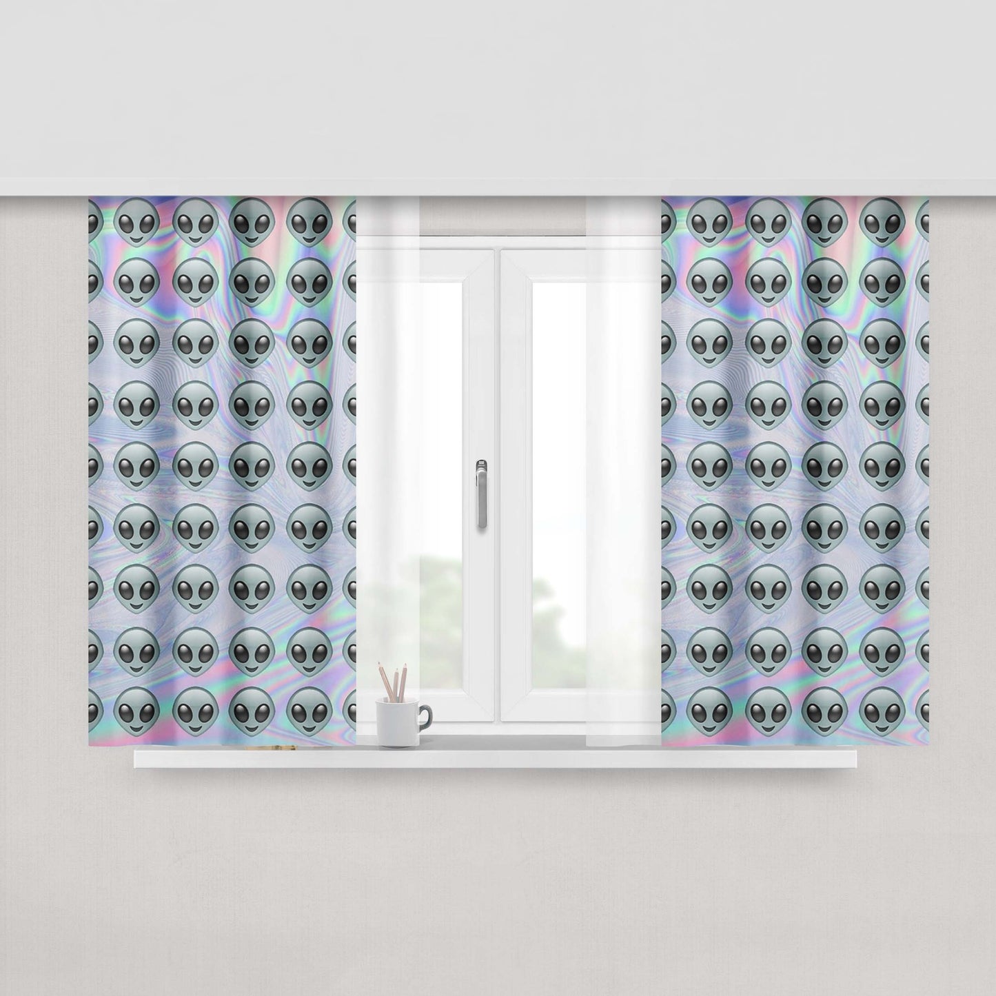 Alien Outpost Peach Skin Window Curtains
