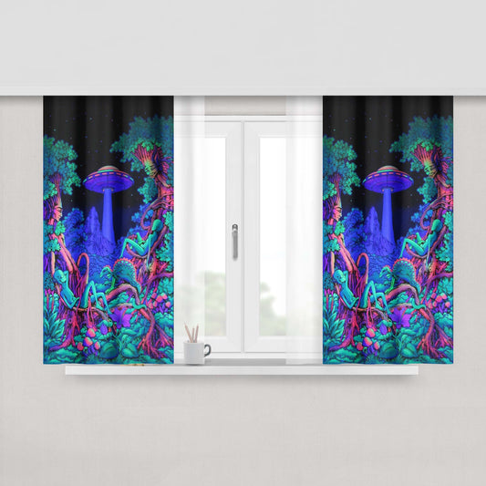 Alien Television Lost Signal Pattern Peach Skin Window Curtains