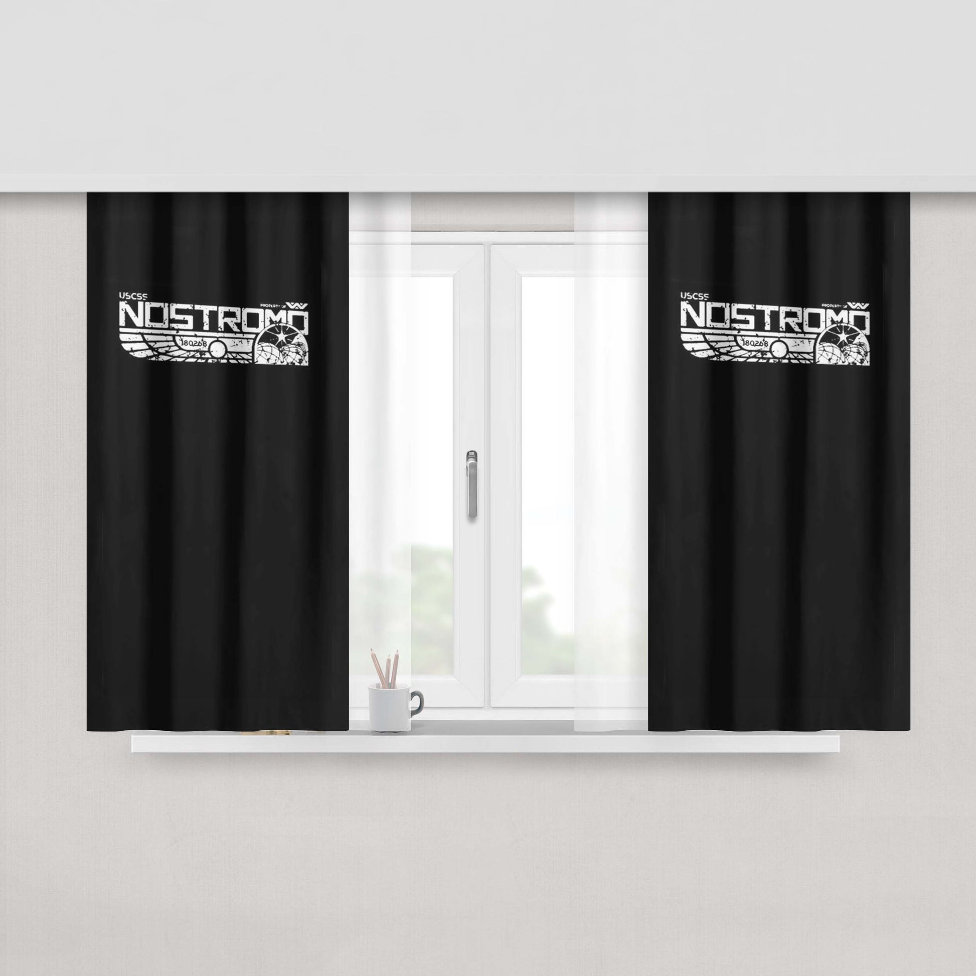 Alien Unicorn Collage Peach Skin Window Curtains
