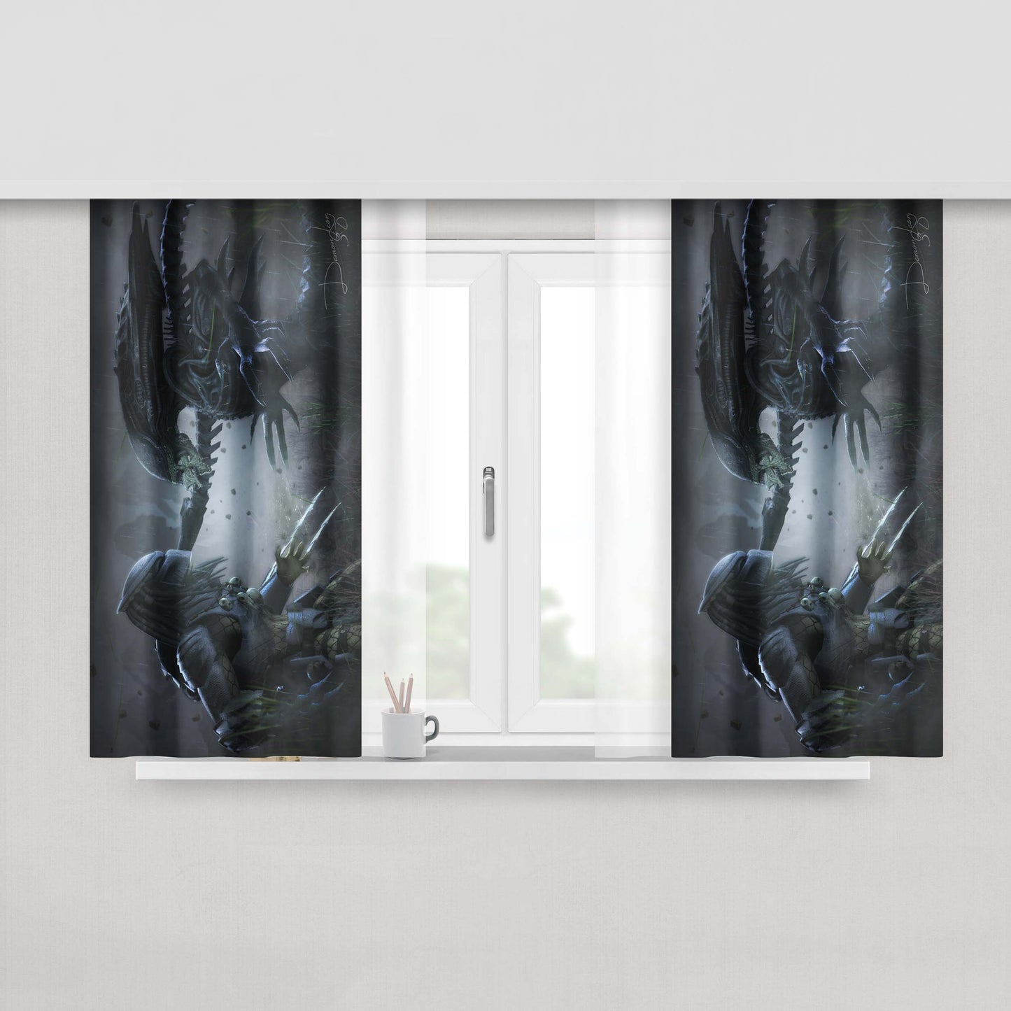 Alien Uscss Nostromo Scifi Movie Peach Skin Window Curtains