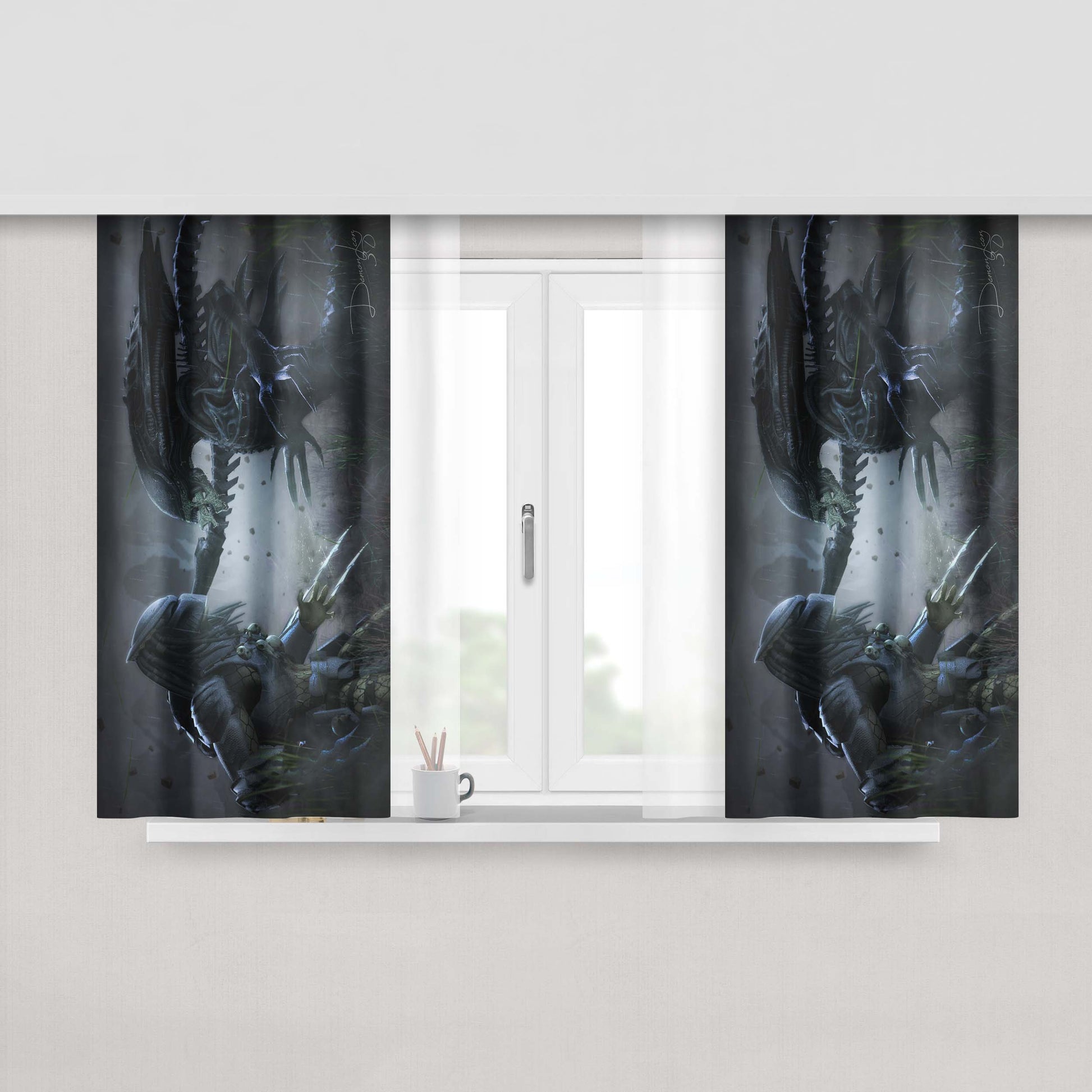 Alien Uscss Nostromo Scifi Movie Peach Skin Window Curtains