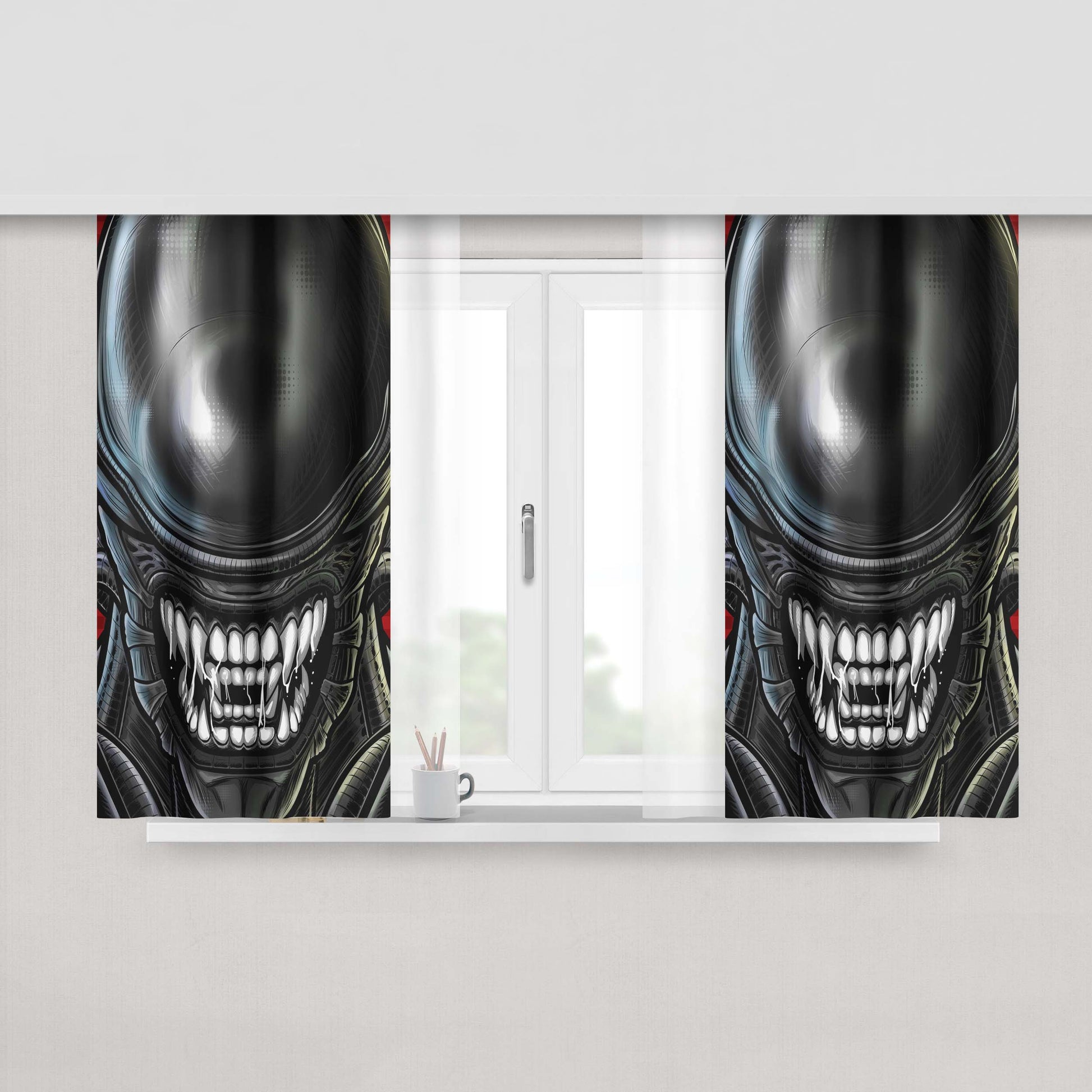 Alien X Predator Peach Skin Window Curtains
