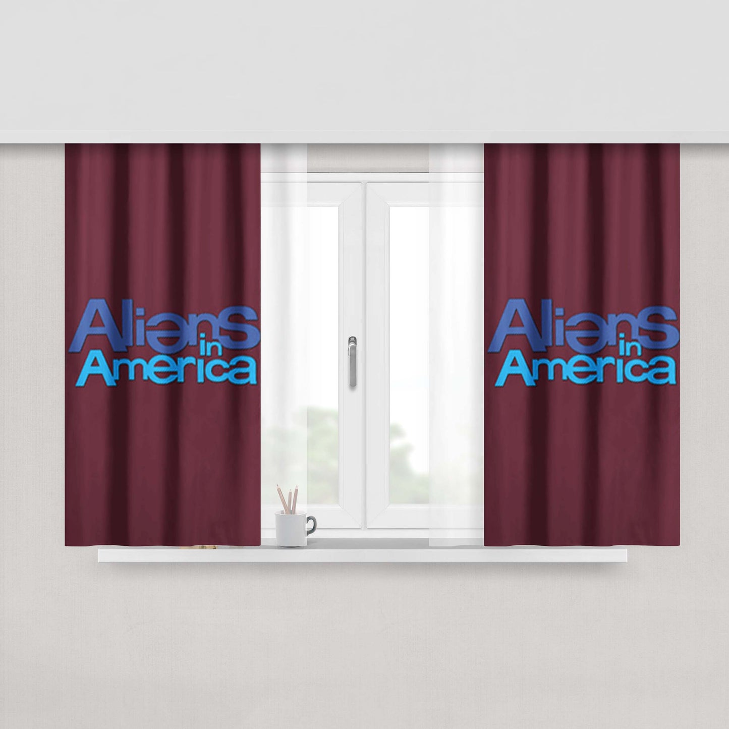 Alien Xenomorph Peach Skin Window Curtains
