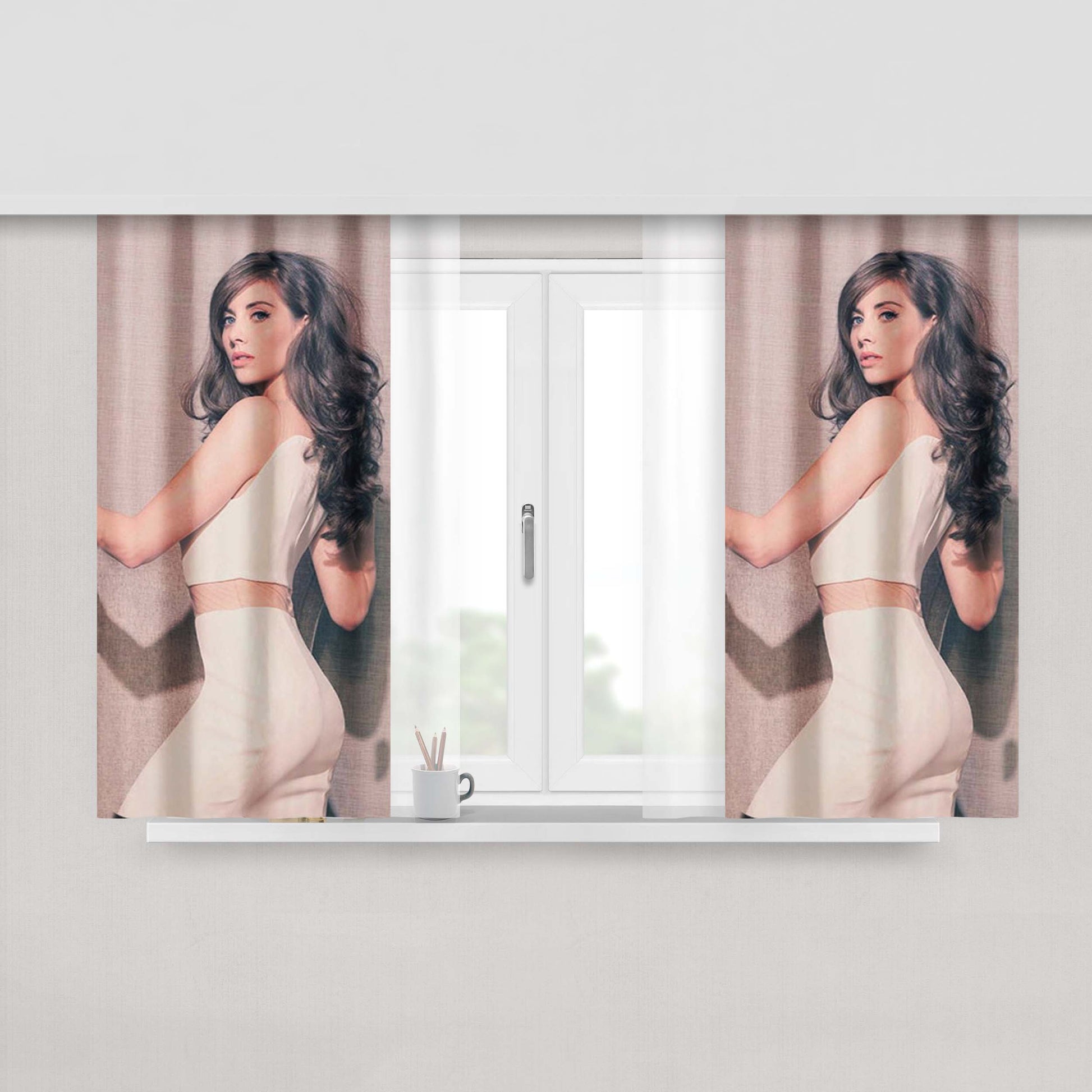 Alison Brie Short Hair Peach Skin Window Curtains