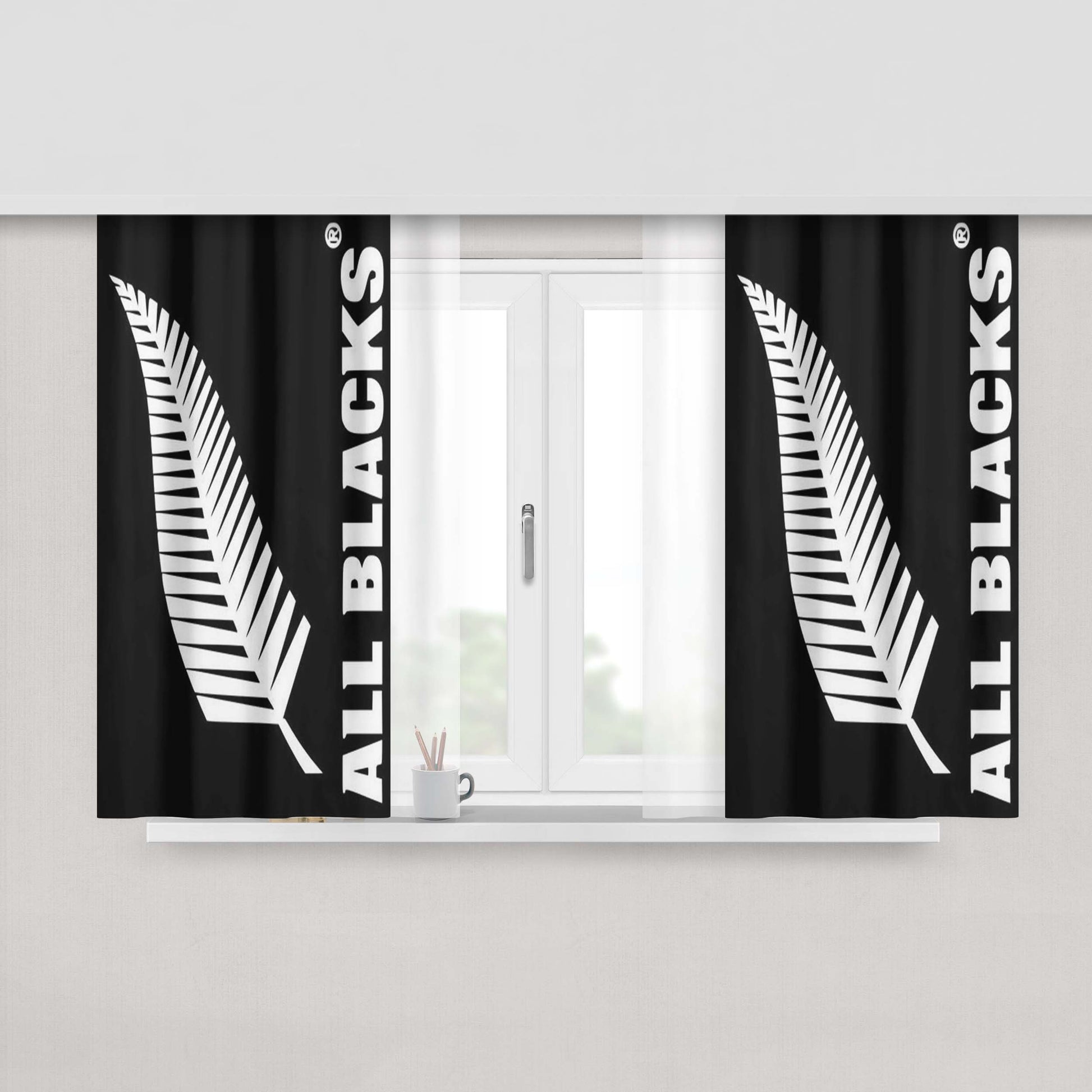 All Blacks New Zealand Rugby Peach Skin Window Curtains