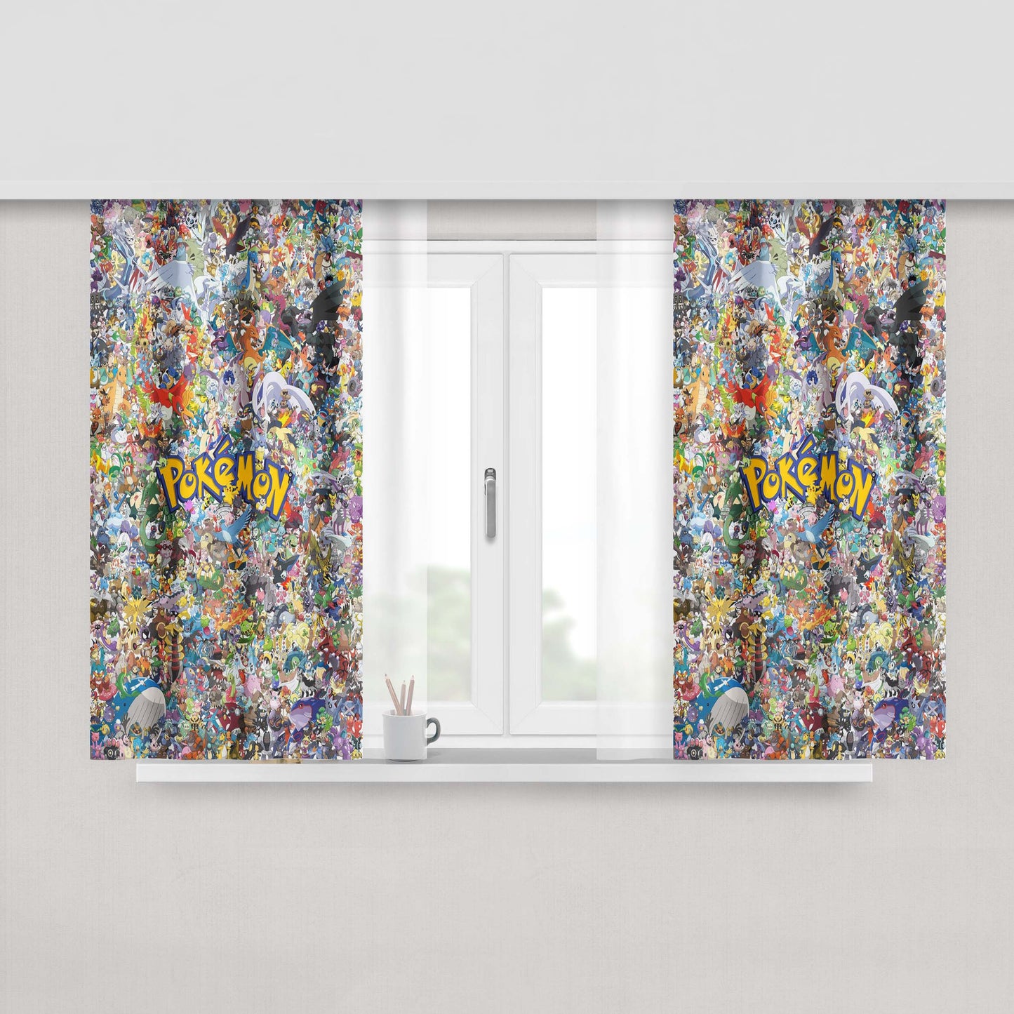 All Character Pokemon Zombie Halloween Cosplay Peach Skin Window Curtains