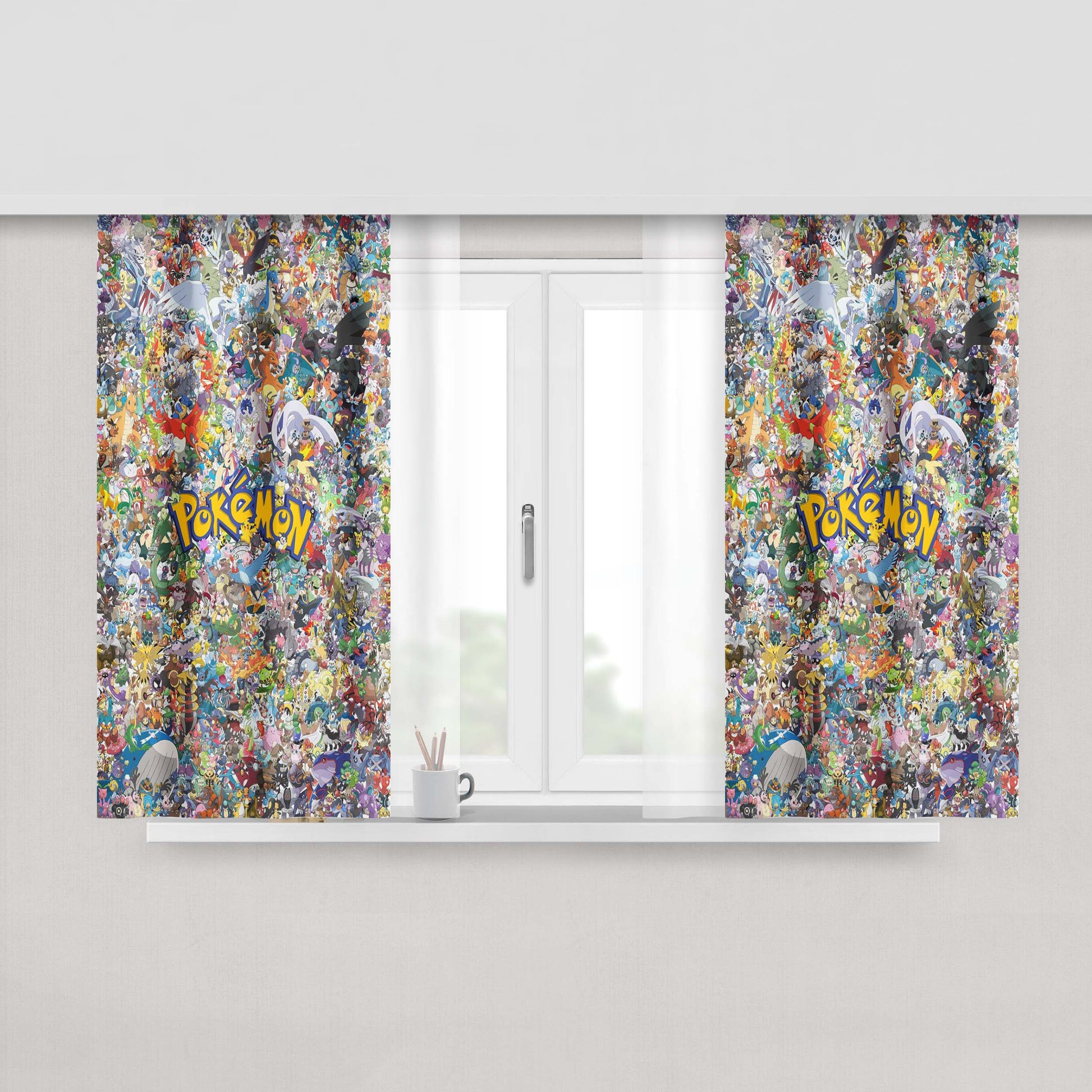 All Character Pokemon Zombie Halloween Cosplay Peach Skin Window Curtains