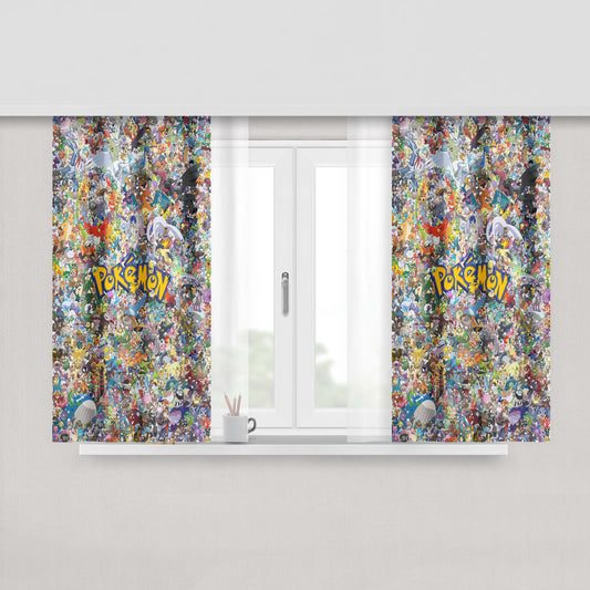 All Character Pokemon Zombie Halloween Cosplay Peach Skin Window Curtains