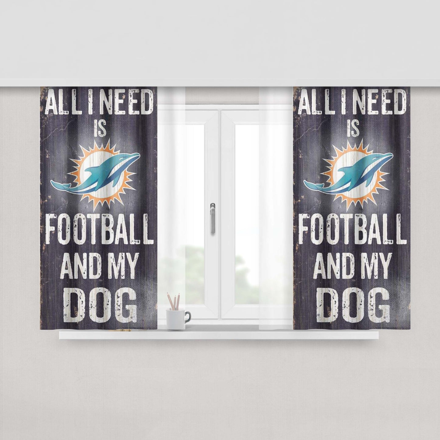 All I Need Is Miami Dolphins Foo Peach Skin Window Curtains