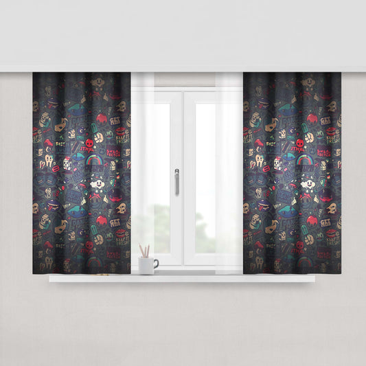 All Joker Face Art Sticker Collage Peach Skin Window Curtains