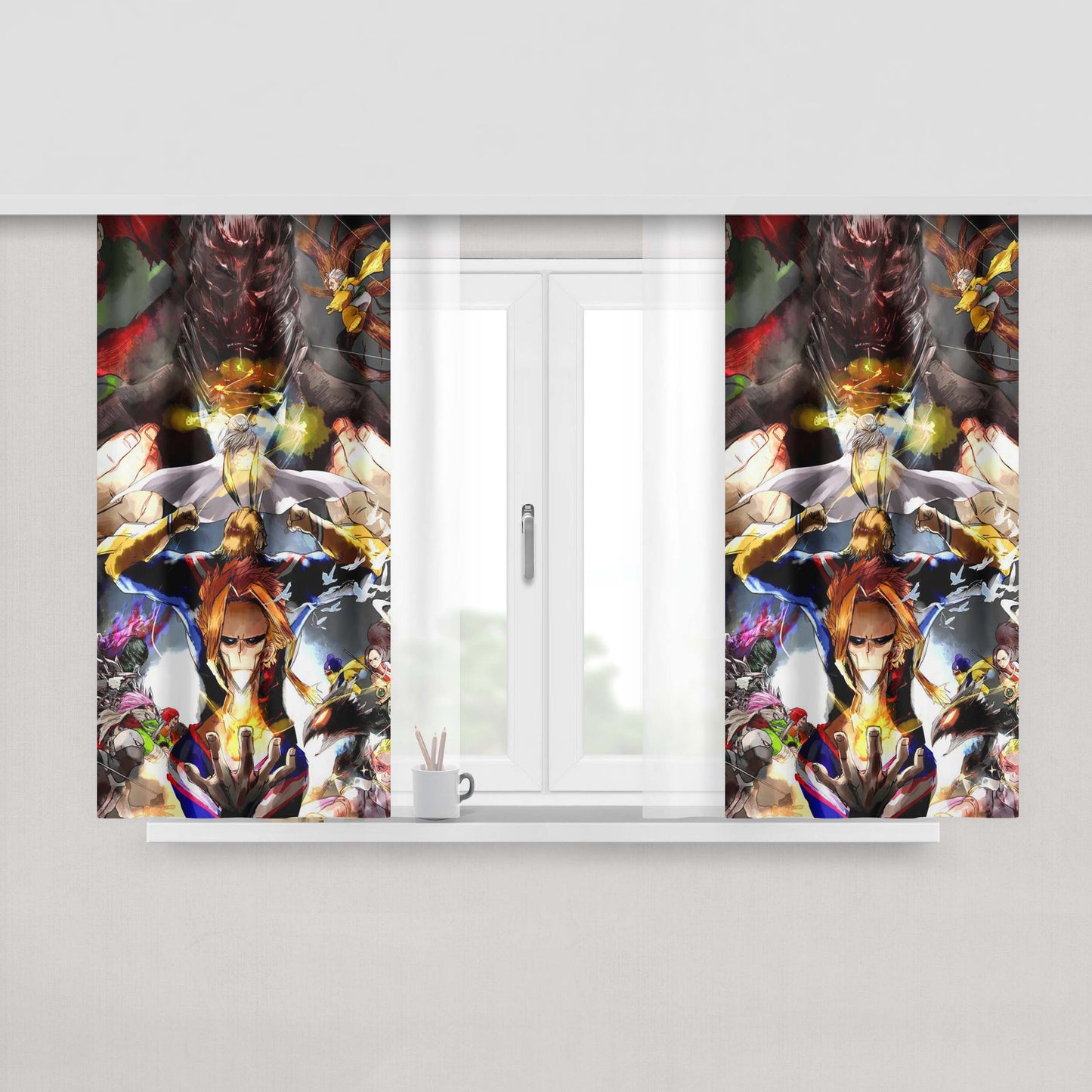All Might Vs All For Peach Skin Window Curtains