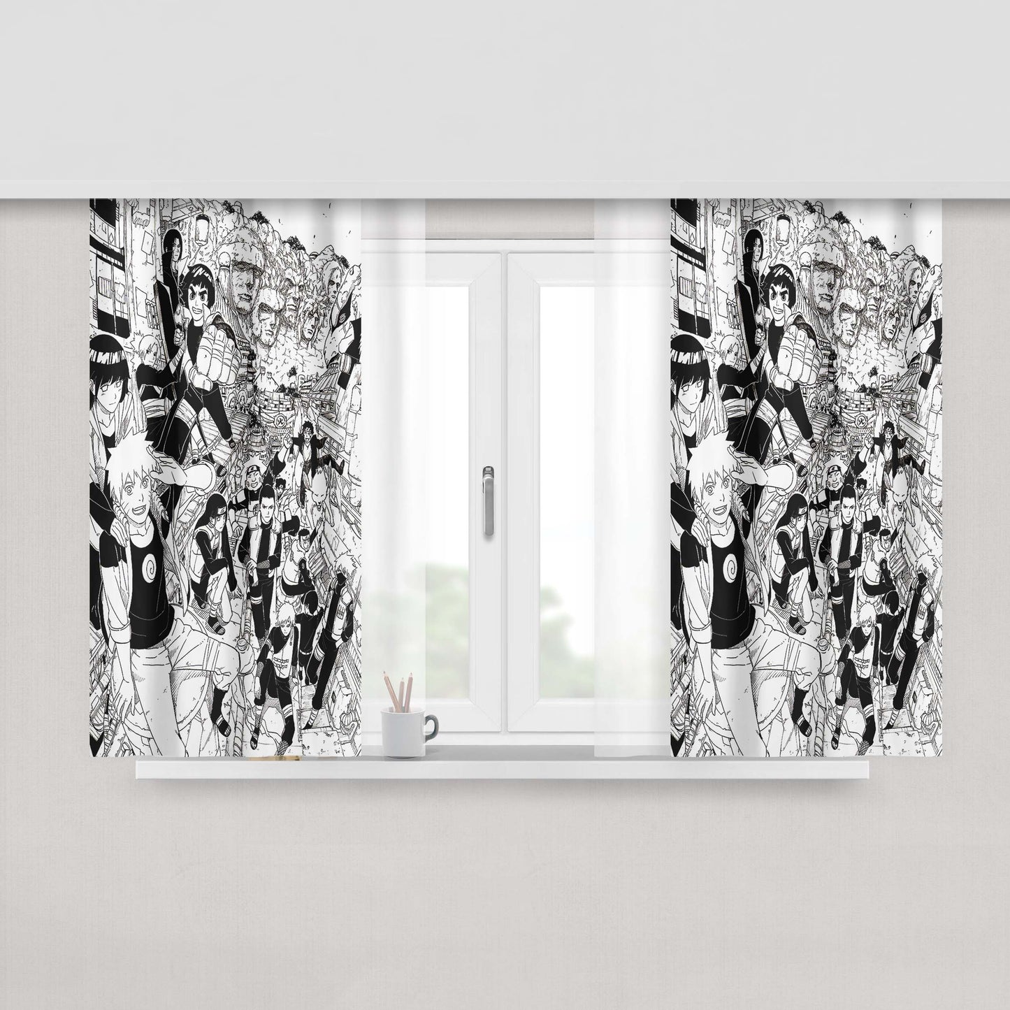 All My Neighbors Totoro Doodle Peach Skin Window Curtains