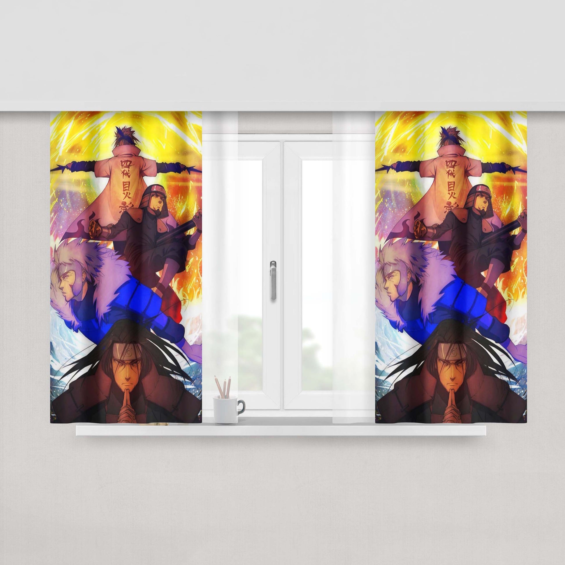 All Naruto Characters In Konoha Sketch Peach Skin Window Curtains