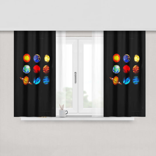 All Planets Space Solar System Pnk Peach Skin Window Curtains