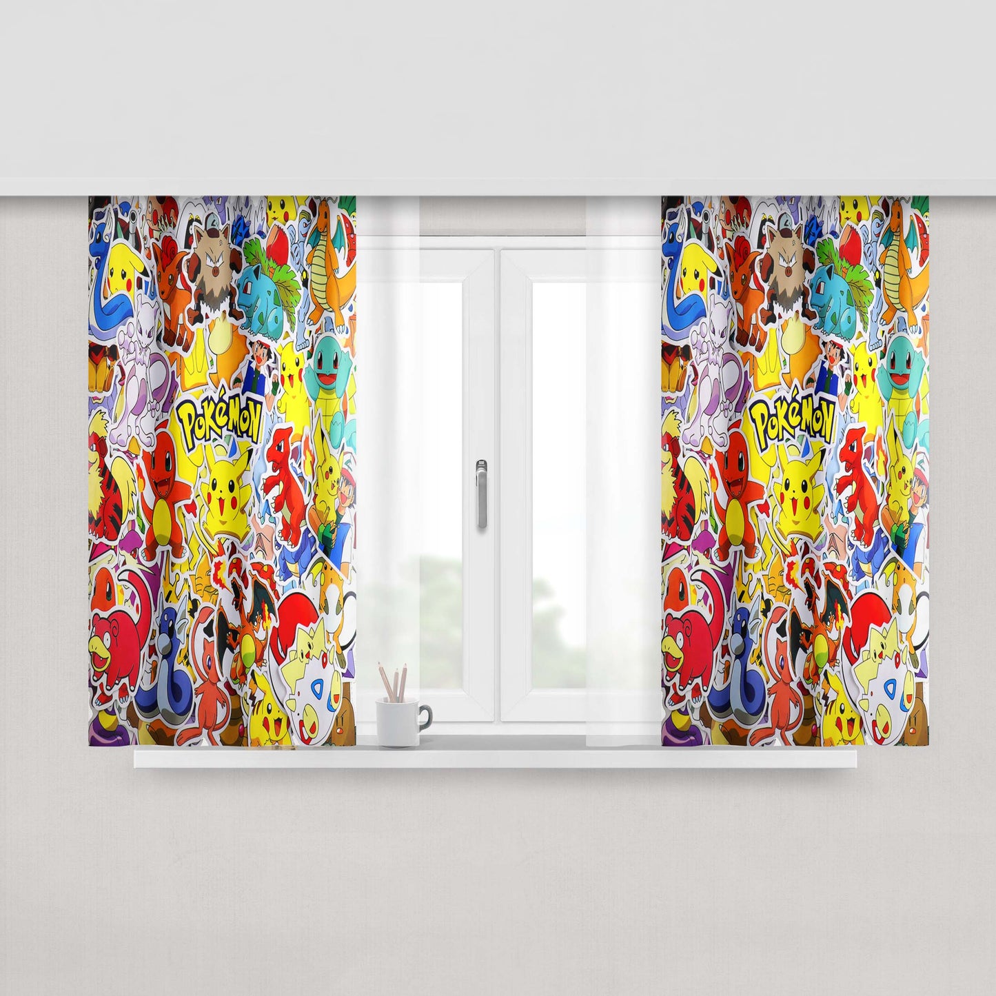 All Pokemon Bw Peach Skin Window Curtains
