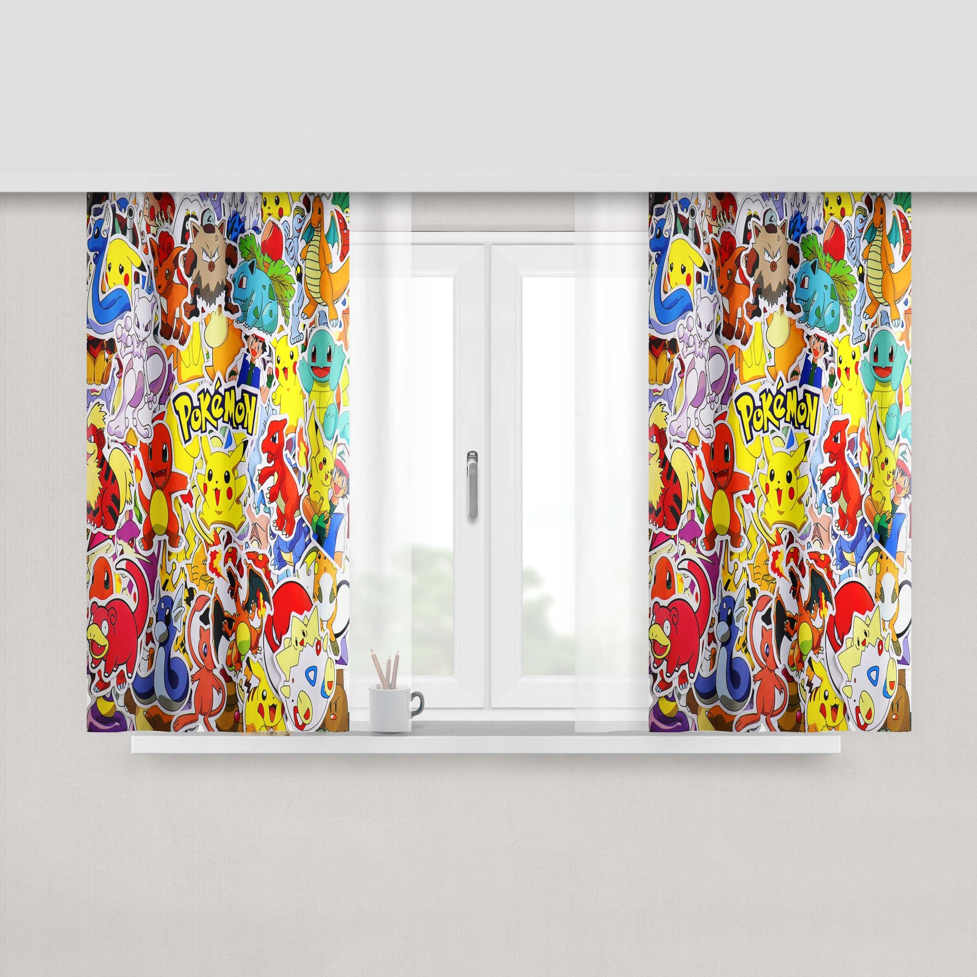 All Pokemon Bw Peach Skin Window Curtains