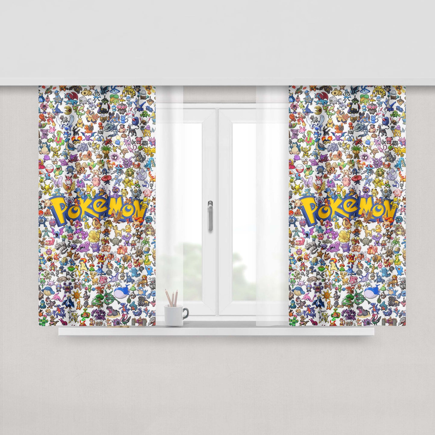 All Pokemon Characters Peach Skin Window Curtains