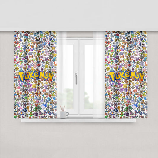 All Pokemon Characters Peach Skin Window Curtains