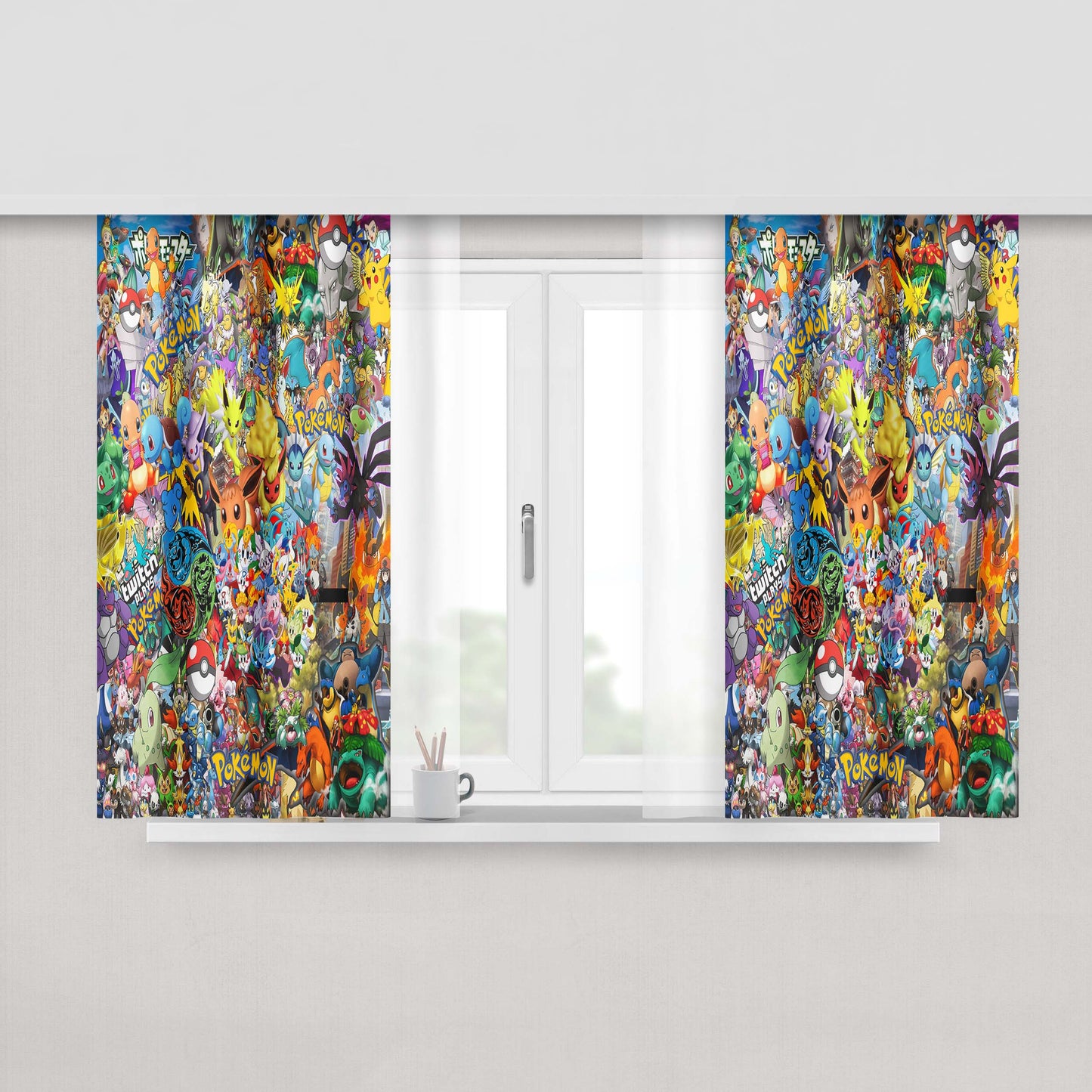 All Pokemon Considered Peach Skin Window Curtains