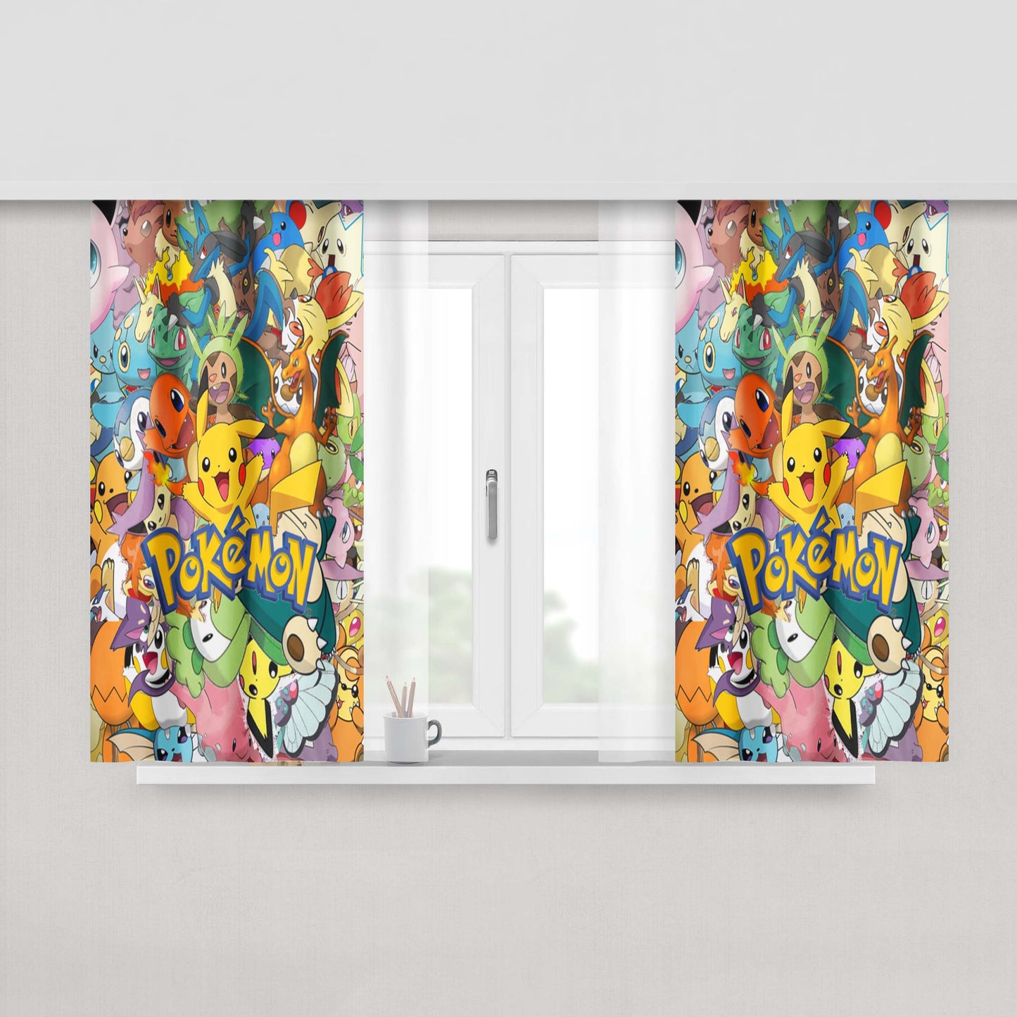 All Pokemon Go Sticker Bomb Collection Peach Skin Window Curtains