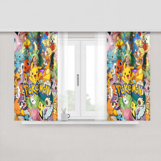 All Pokemon Go Sticker Bomb Collection Peach Skin Window Curtains
