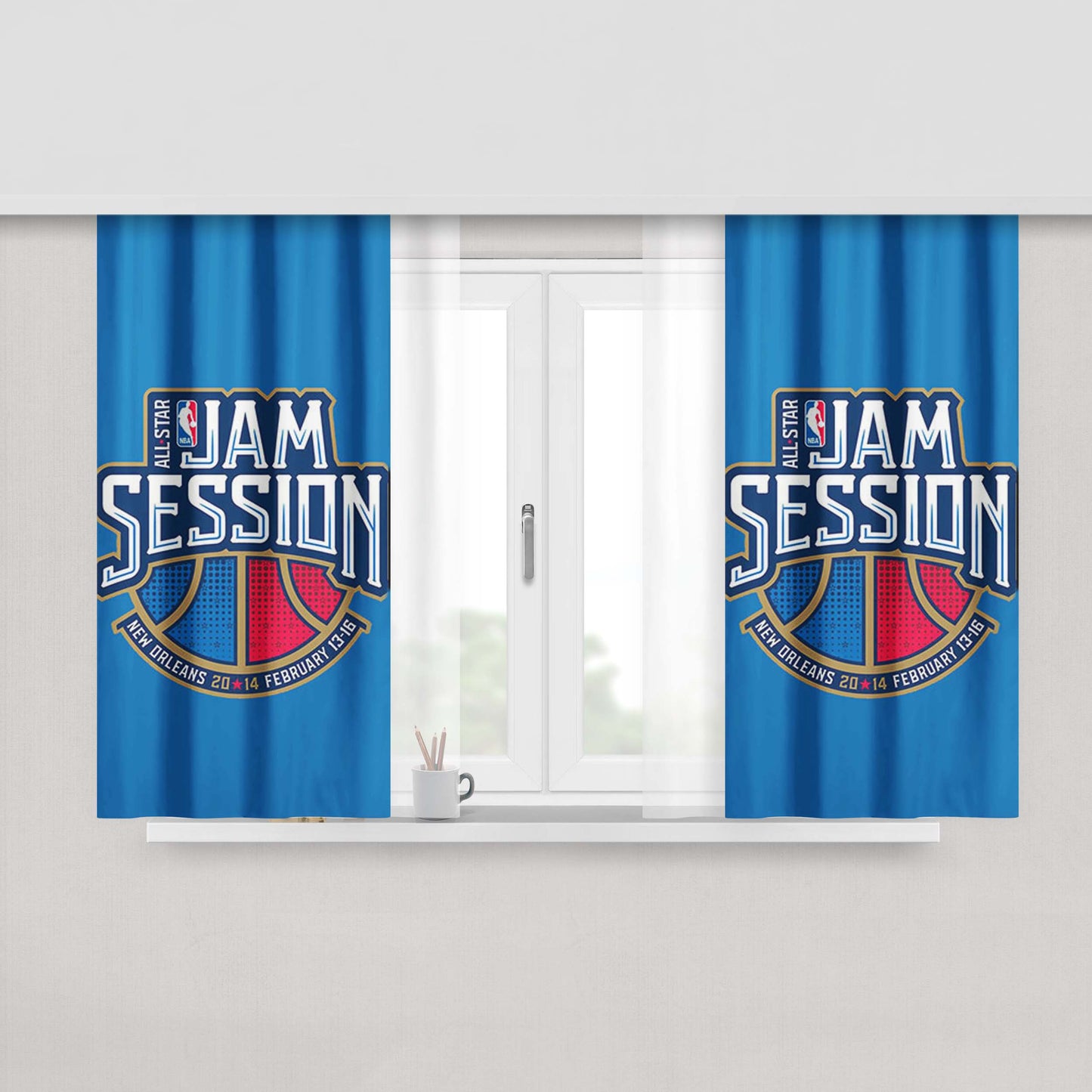 All Star Jam Session Black Peach Skin Window Curtains