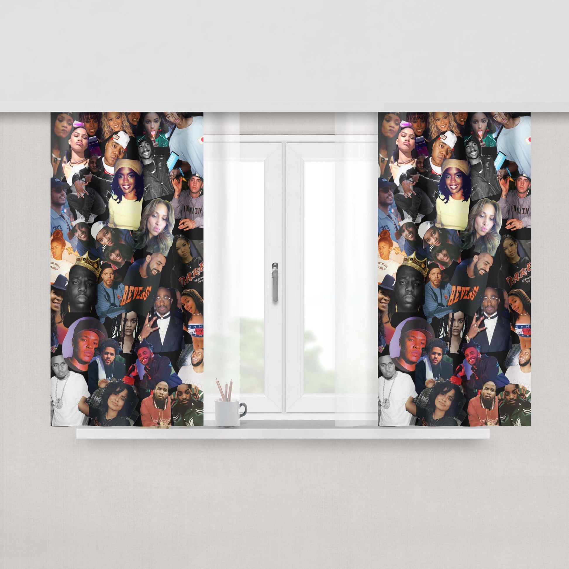 All Star Jam Session Peach Skin Window Curtains