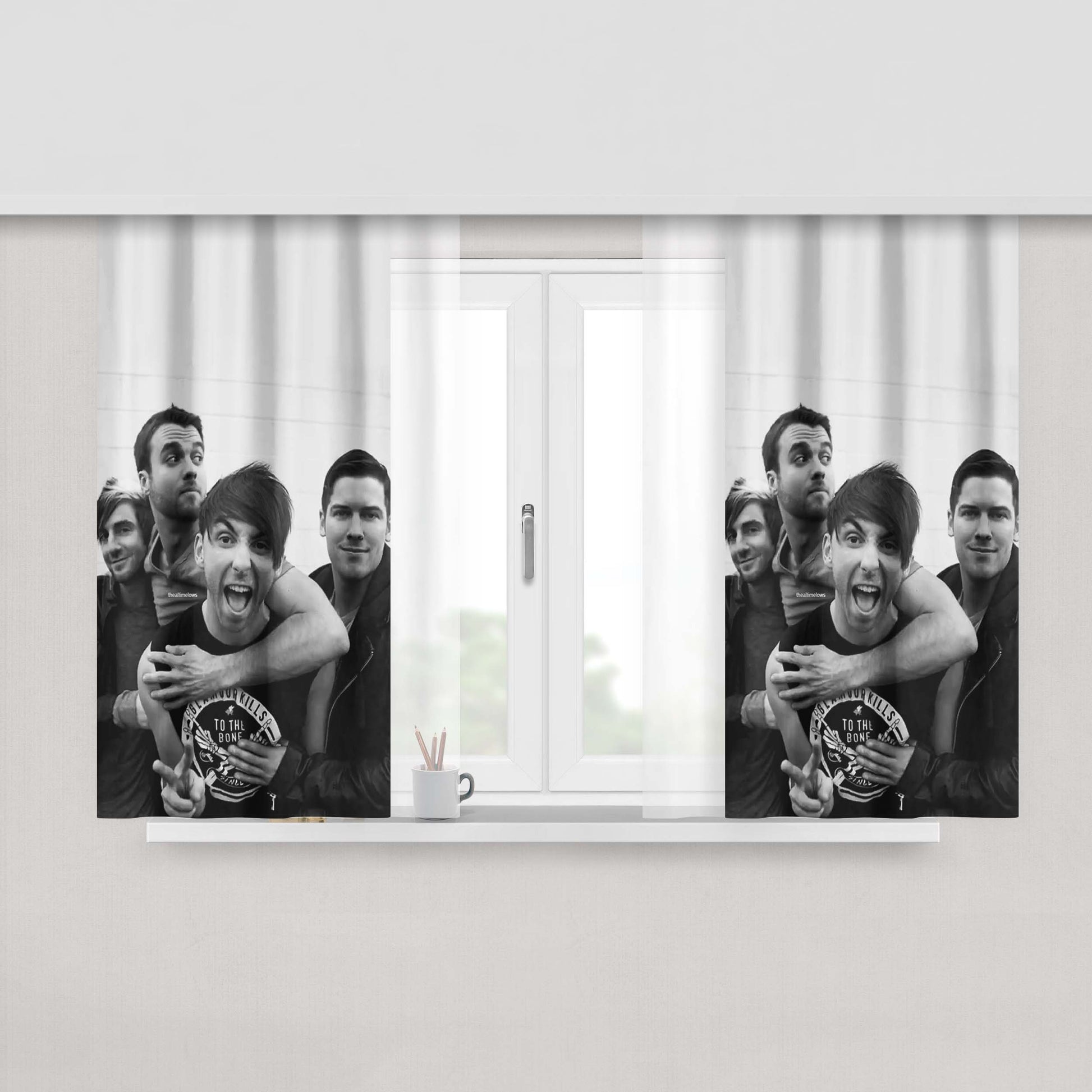 All Time Low Art Quotes Peach Skin Window Curtains