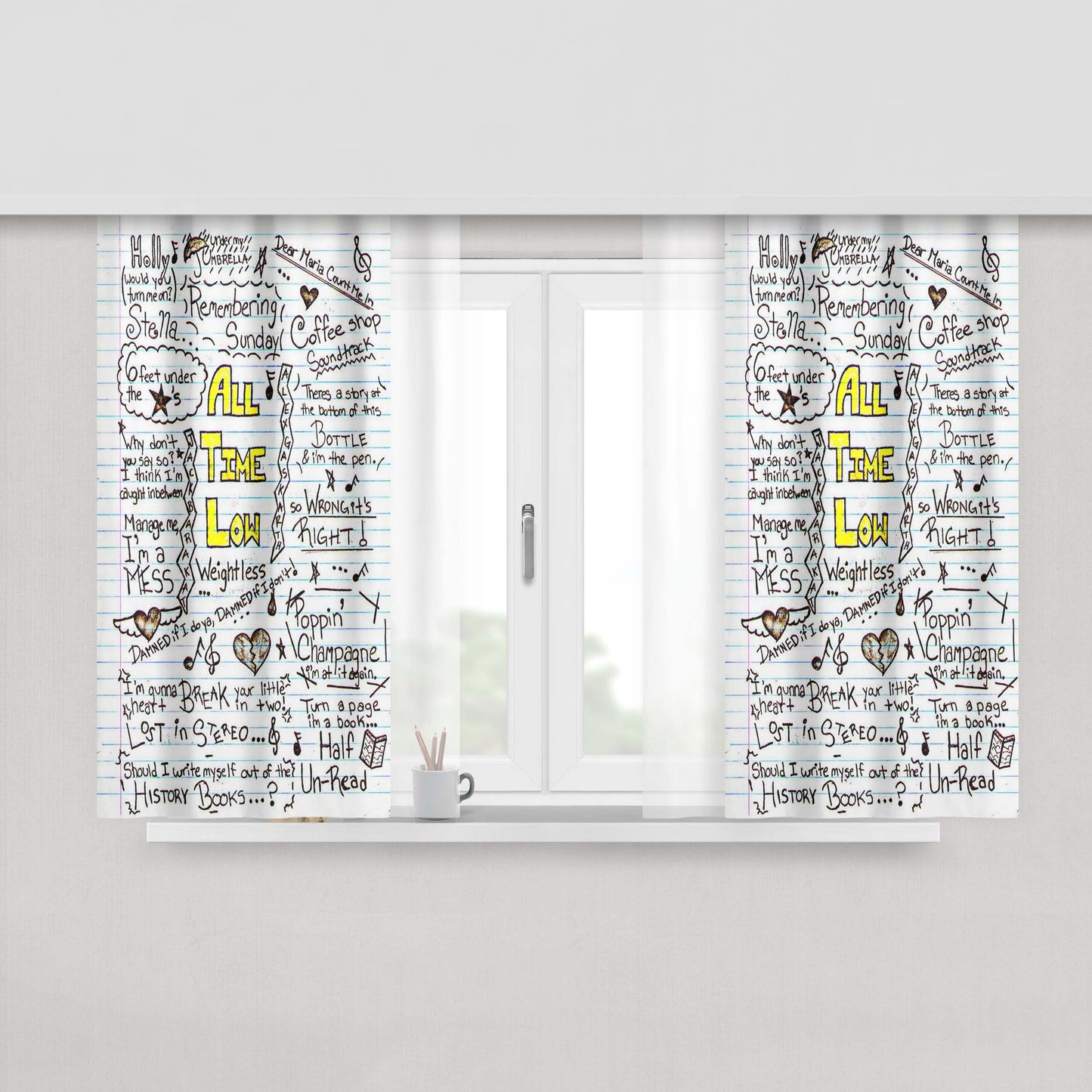 All Time Low Black And White Peach Skin Window Curtains