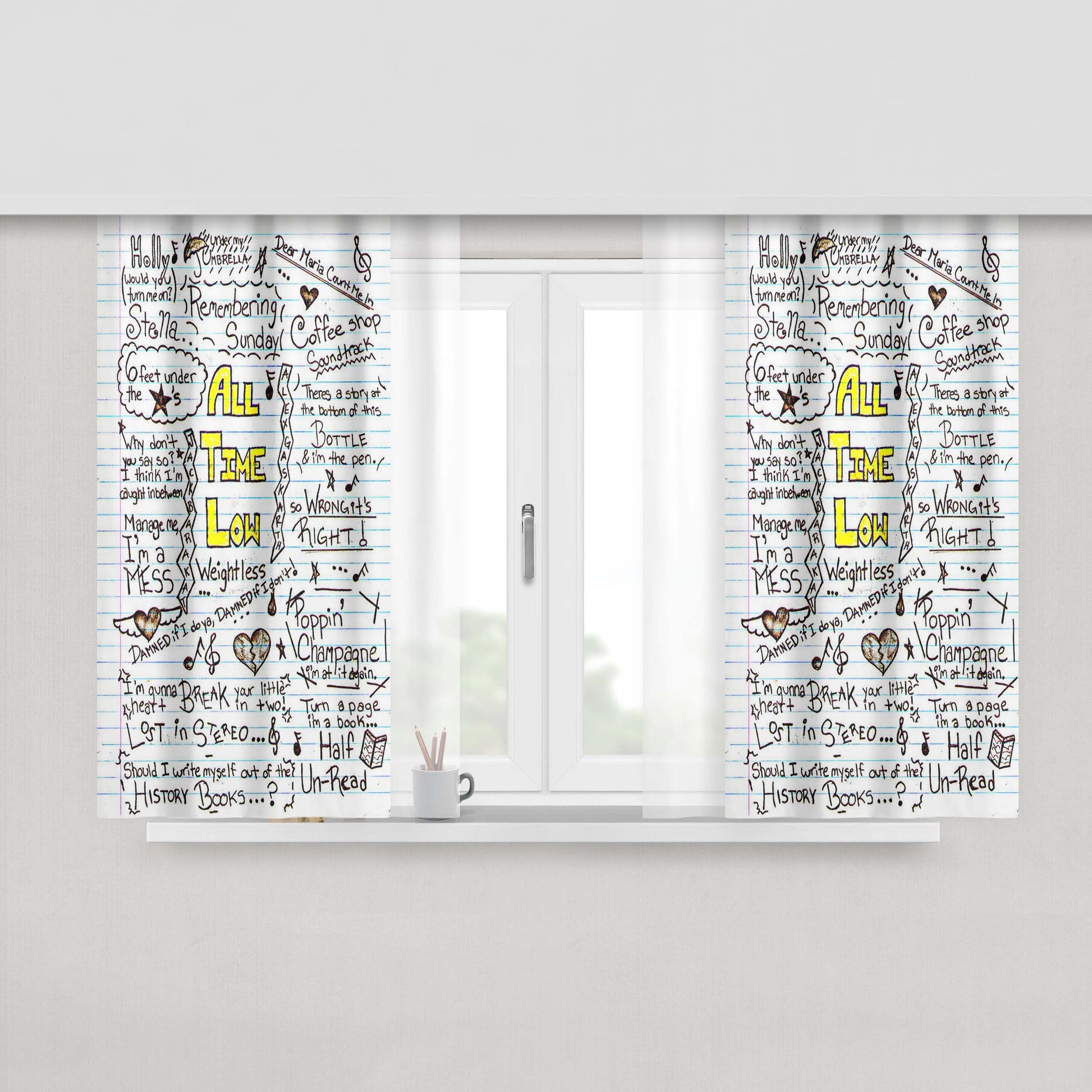 All Time Low Black And White Peach Skin Window Curtains