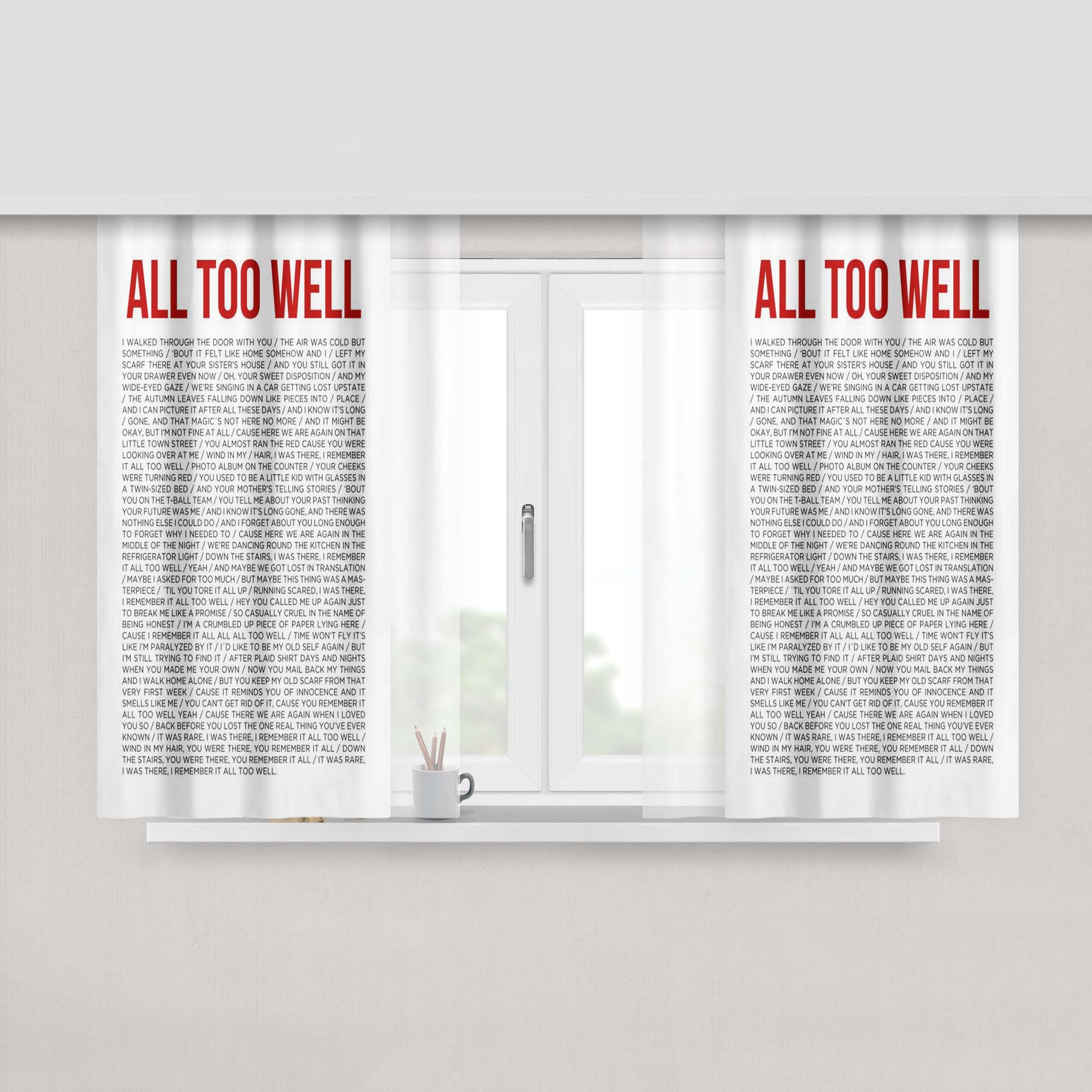 All Too Well Lyric Cover Peach Skin Window Curtains
