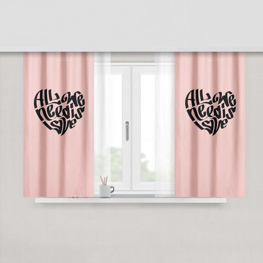 All We Need Is Love Peace Love Hope Faith Hippy 70'S Peach Skin Window Curtains