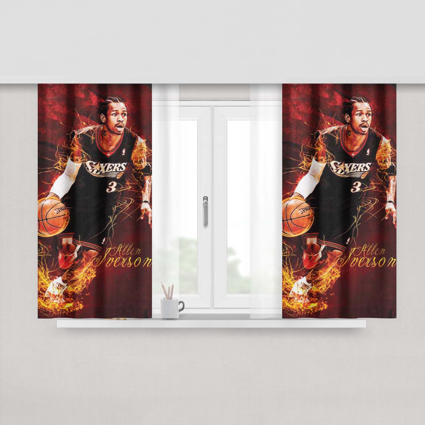 Allen Iverson Jersey Peach Skin Window Curtains