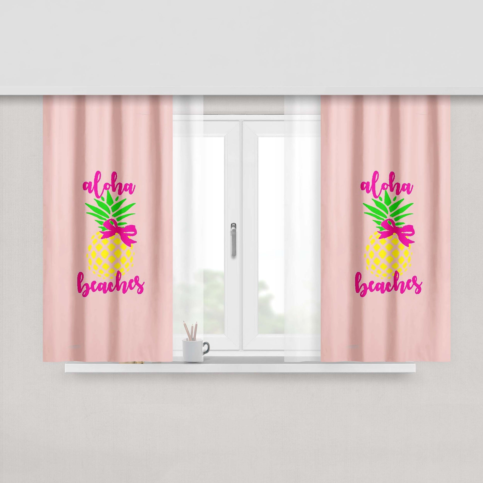 Aloha Beaches Summer Gift Peach Skin Window Curtains