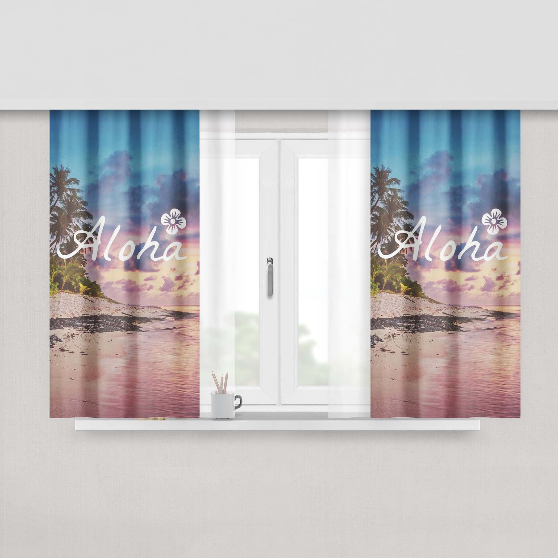 Aloha Beaches Summer Peach Skin Window Curtains