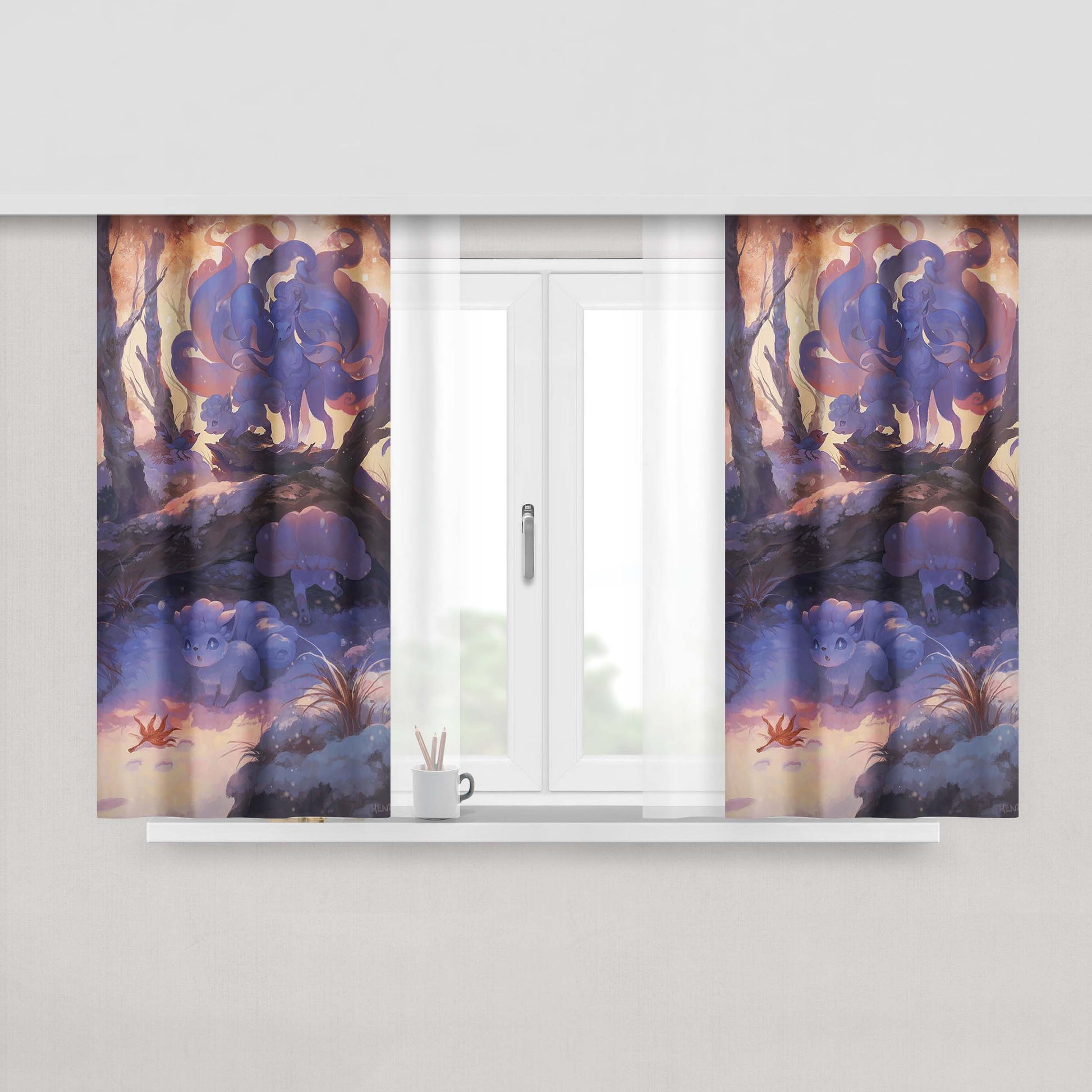 Aloha Mask Peach Skin Window Curtains