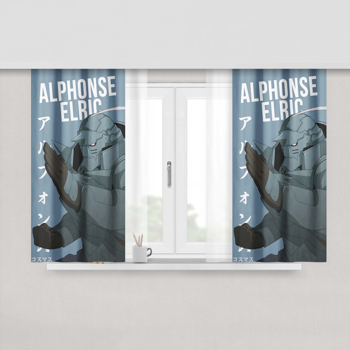 Alphonse Elric Fullmetal Alchemist Peach Skin Window Curtains