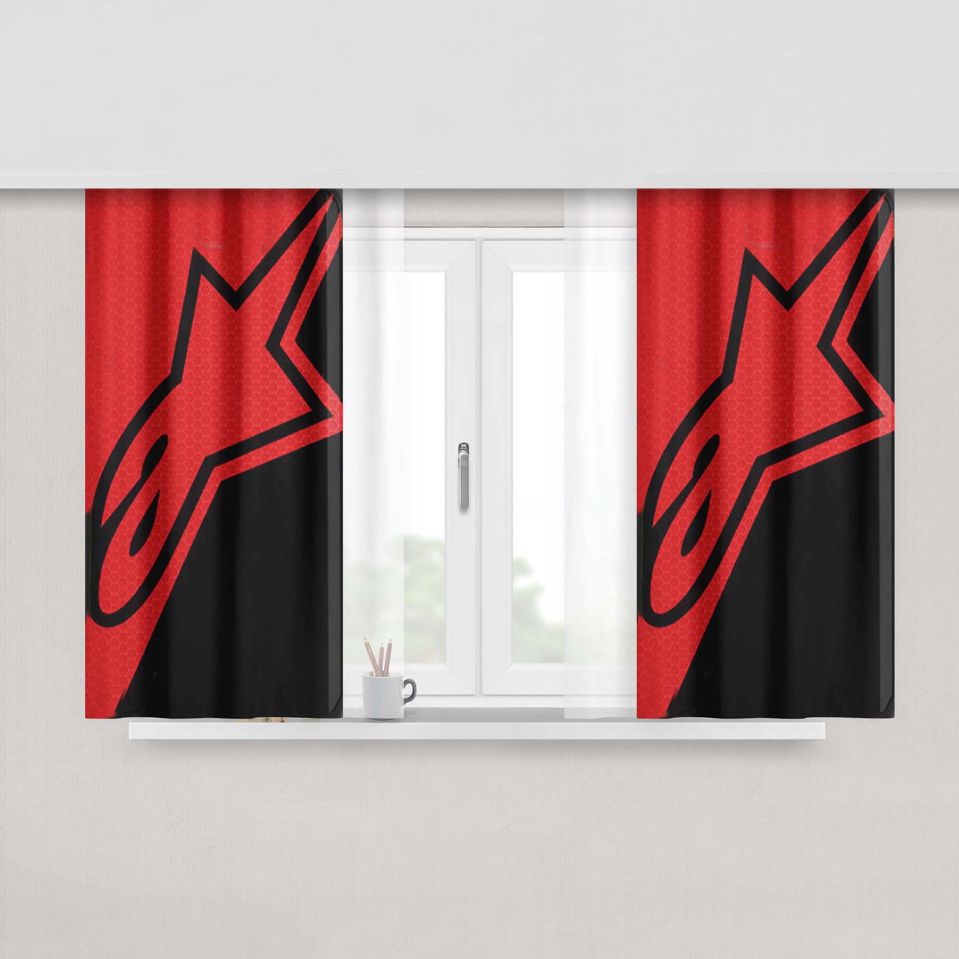 Alpinestars Graphic Logo Apparel Sport Peach Skin Window Curtains
