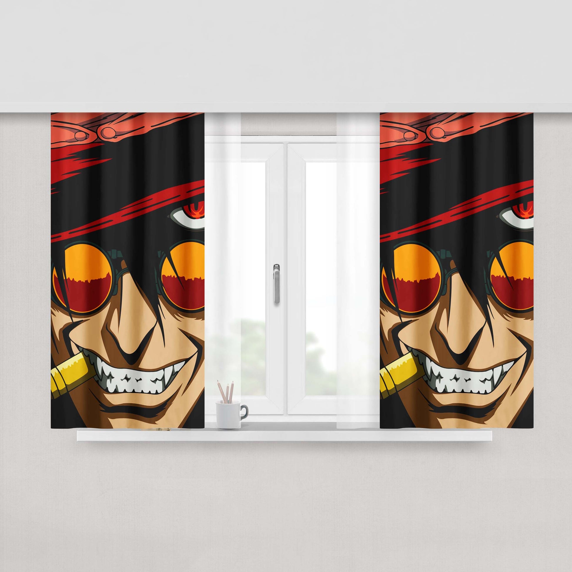 Alucard Hellsing Gun Peach Skin Window Curtains
